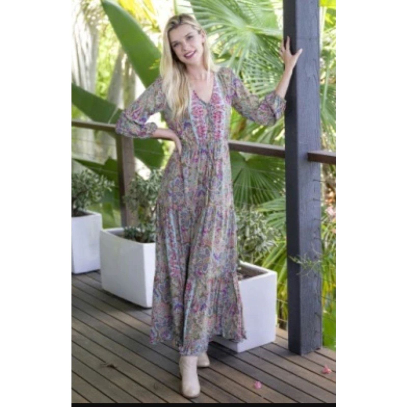 Other Cienna Olive Button Front Ruffle Silk Blend India Dress S Size S / US 4 / IT 40 - 1 Thumbnail