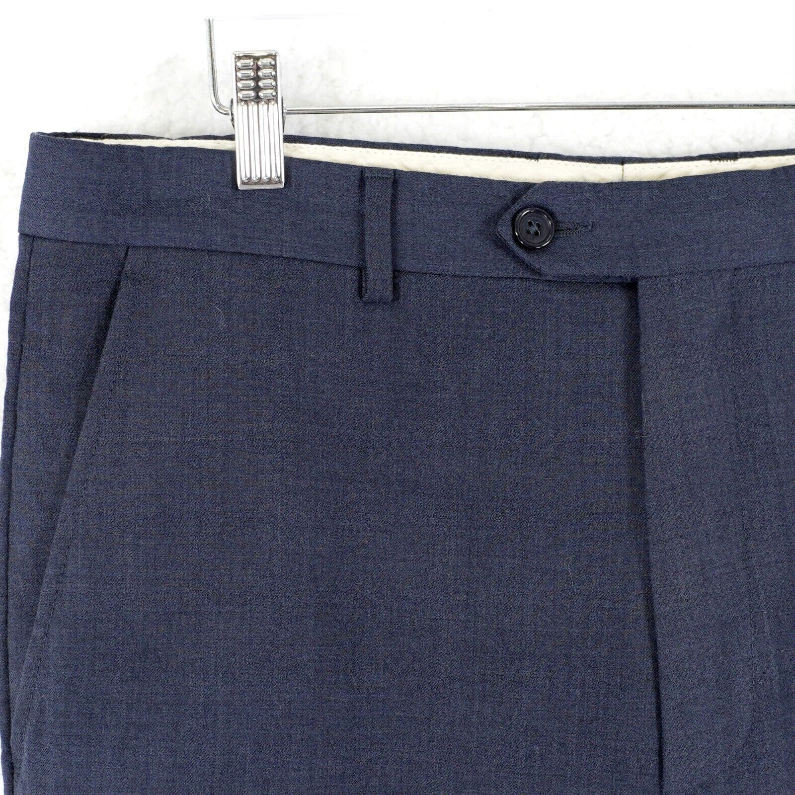 Santorelli Santorelli Luxury Serge Romeo Blue Flat Front Cuffed Mid Ris Size 34R - 2 Thumbnail