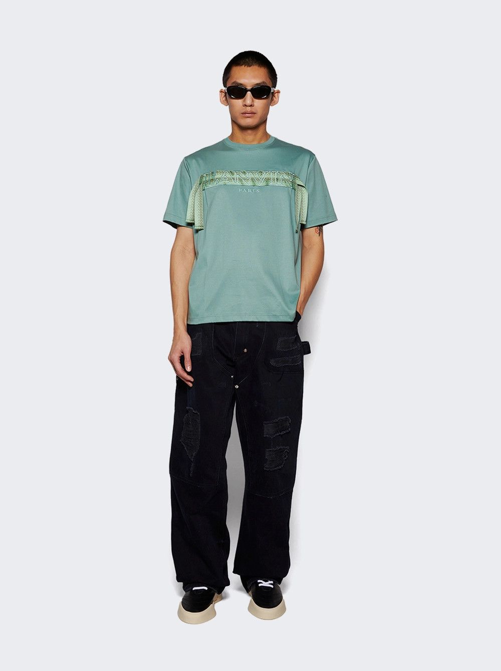 Lanvin o1mle0426 Curb Lace Short Sleeve T-Shirt in Green Size US XXL / EU 58 / 5 - 2 Thumbnail