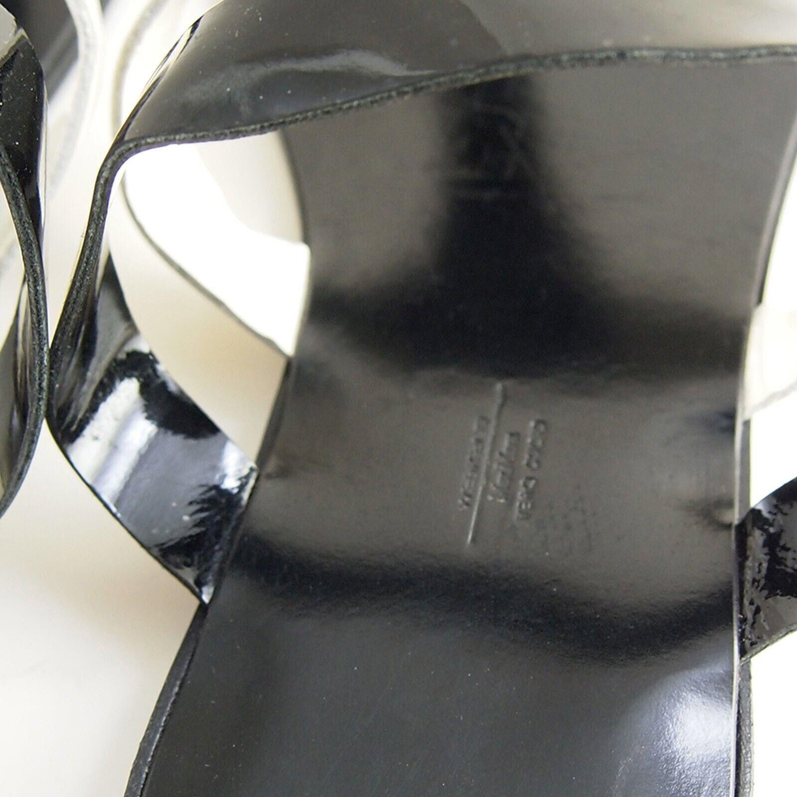 Designer Max Mara Weekend Thong Slides Black Ivory Leather US 8 EU 38 Size US 8 / IT 38 - 6 Thumbnail