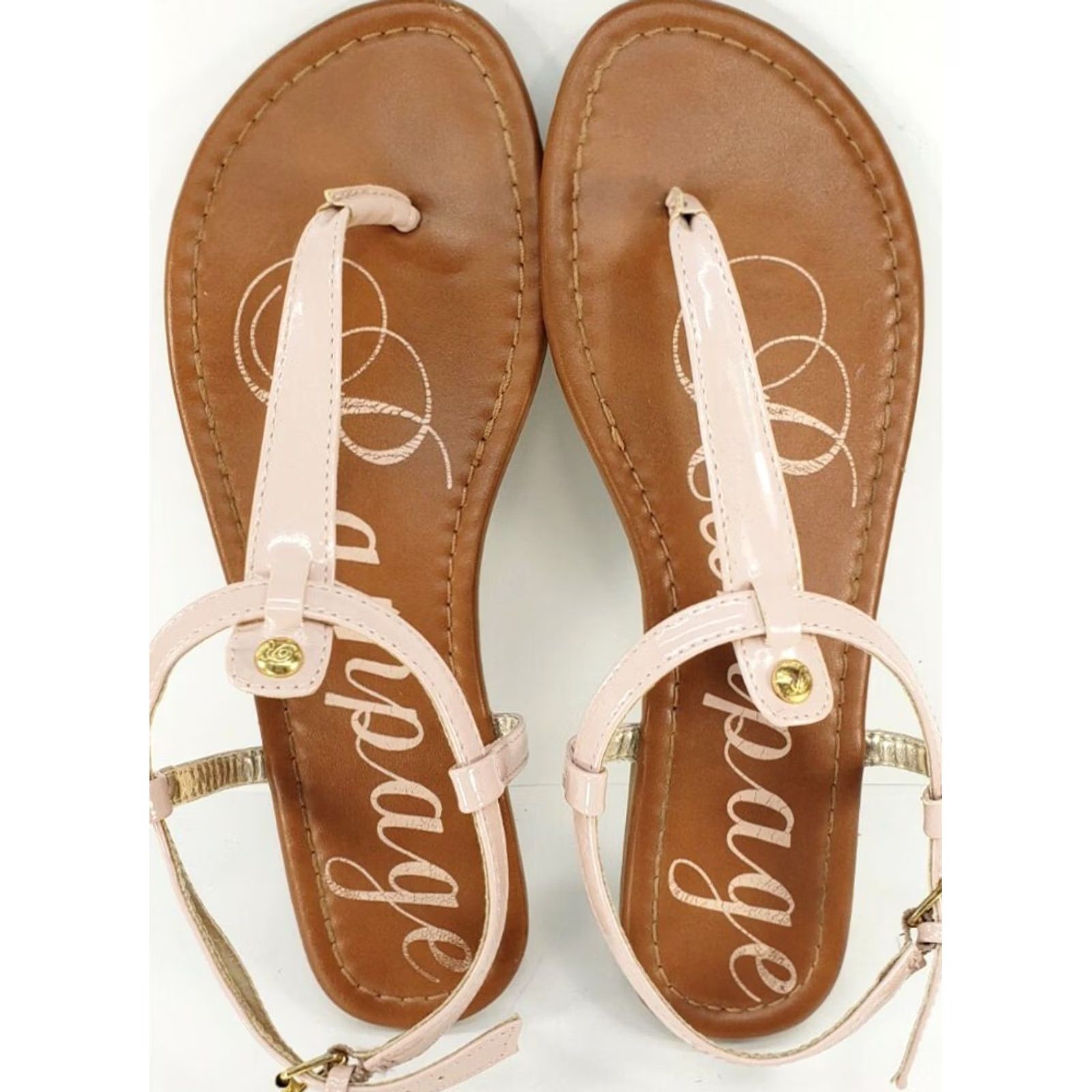Vintage Rampage Peshmina T-strap Flat Sandals Pink 8.5M Women Sandal Casual with Gold Buckle Ornament Strap Size US 9 / IT 39 - 6 Thumbnail