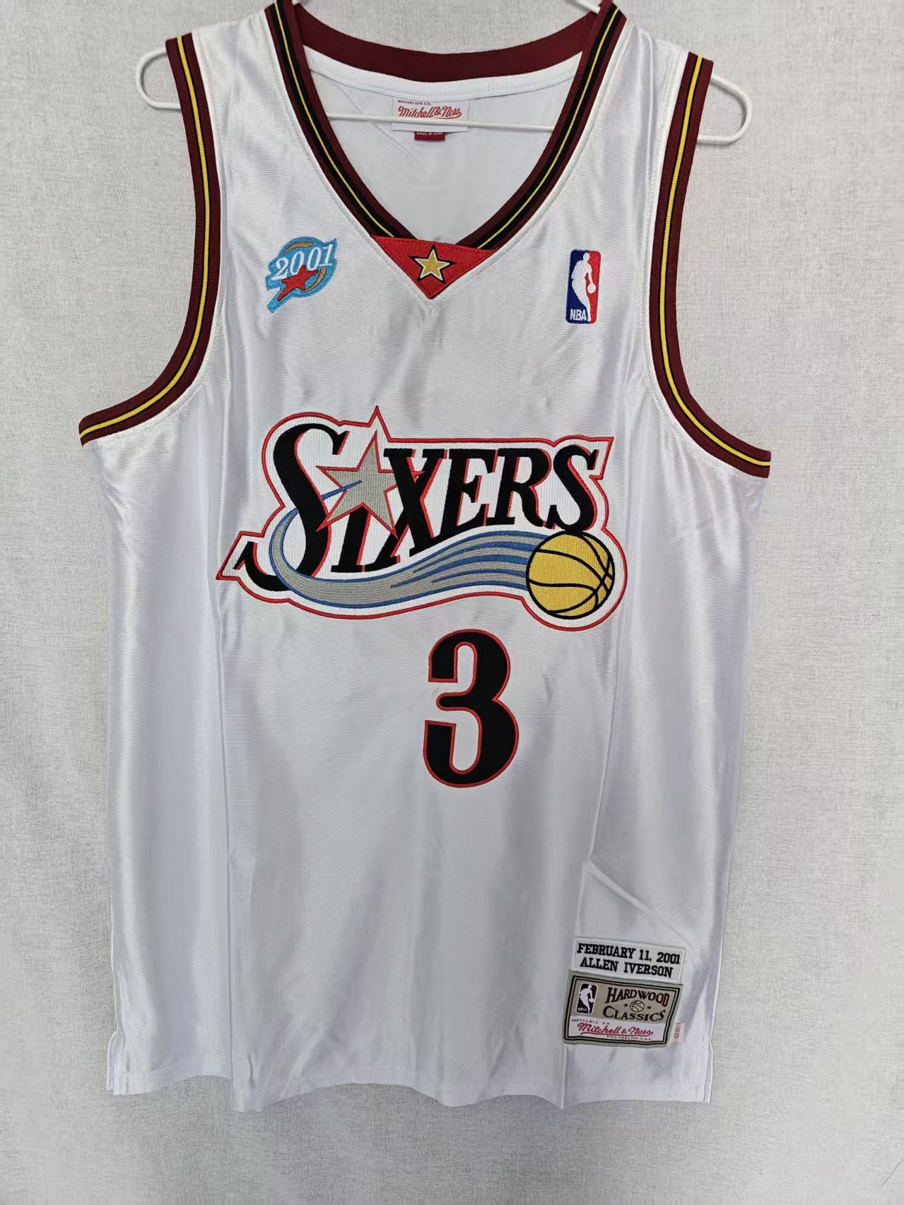 NBA 76ers #3 Allen Iverson Jersey Double Stitched White Size US M / EU 48-50 / 2 - 1 Thumbnail