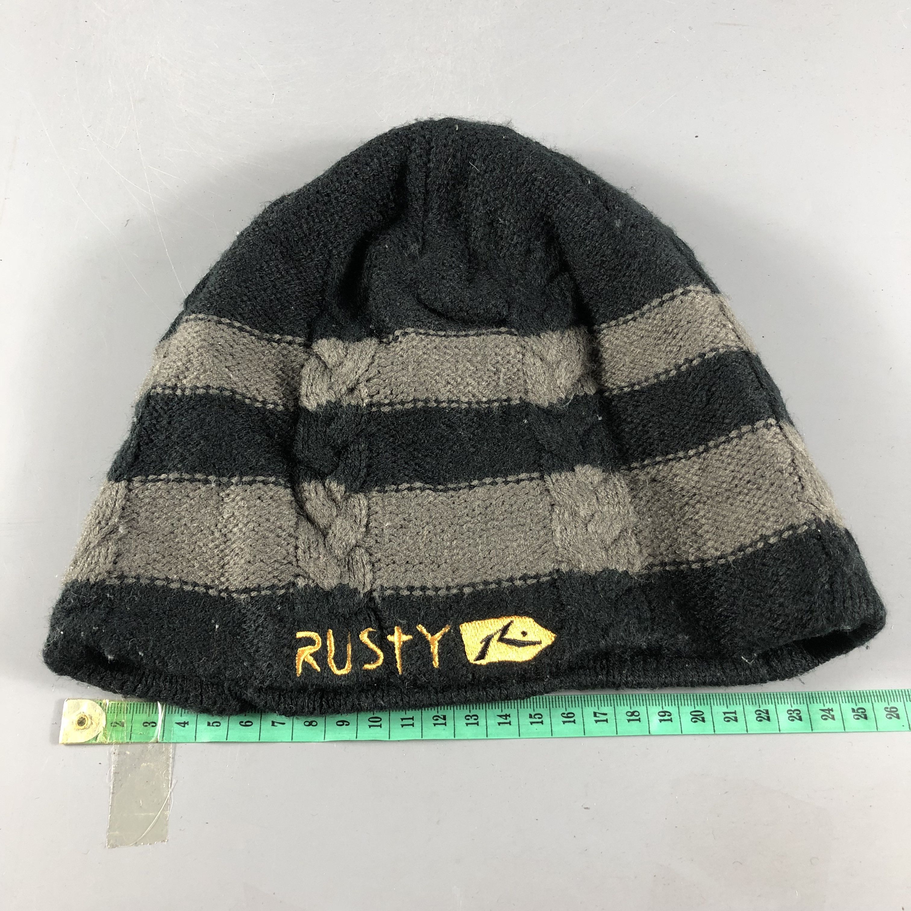 Rusty Rusty Striped Cable Knit Beanie Snowcap Snow Hat B549 Size ONE SIZE - 3 Thumbnail