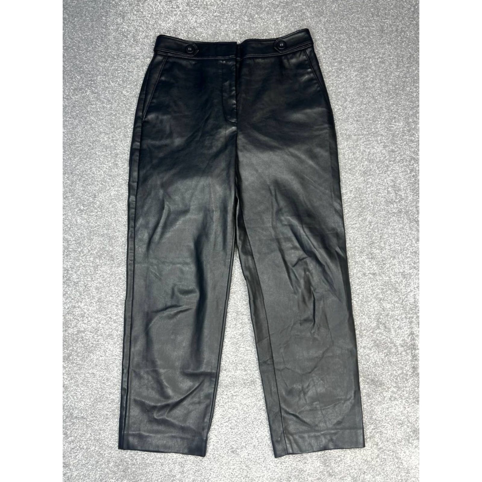 Ann Taylor Ann Taylor Chino Pants Womens 4 Black Faux Leather Casual High Rise Straight Leg Size 27" / US 4 / IT 40 - 2 Thumbnail