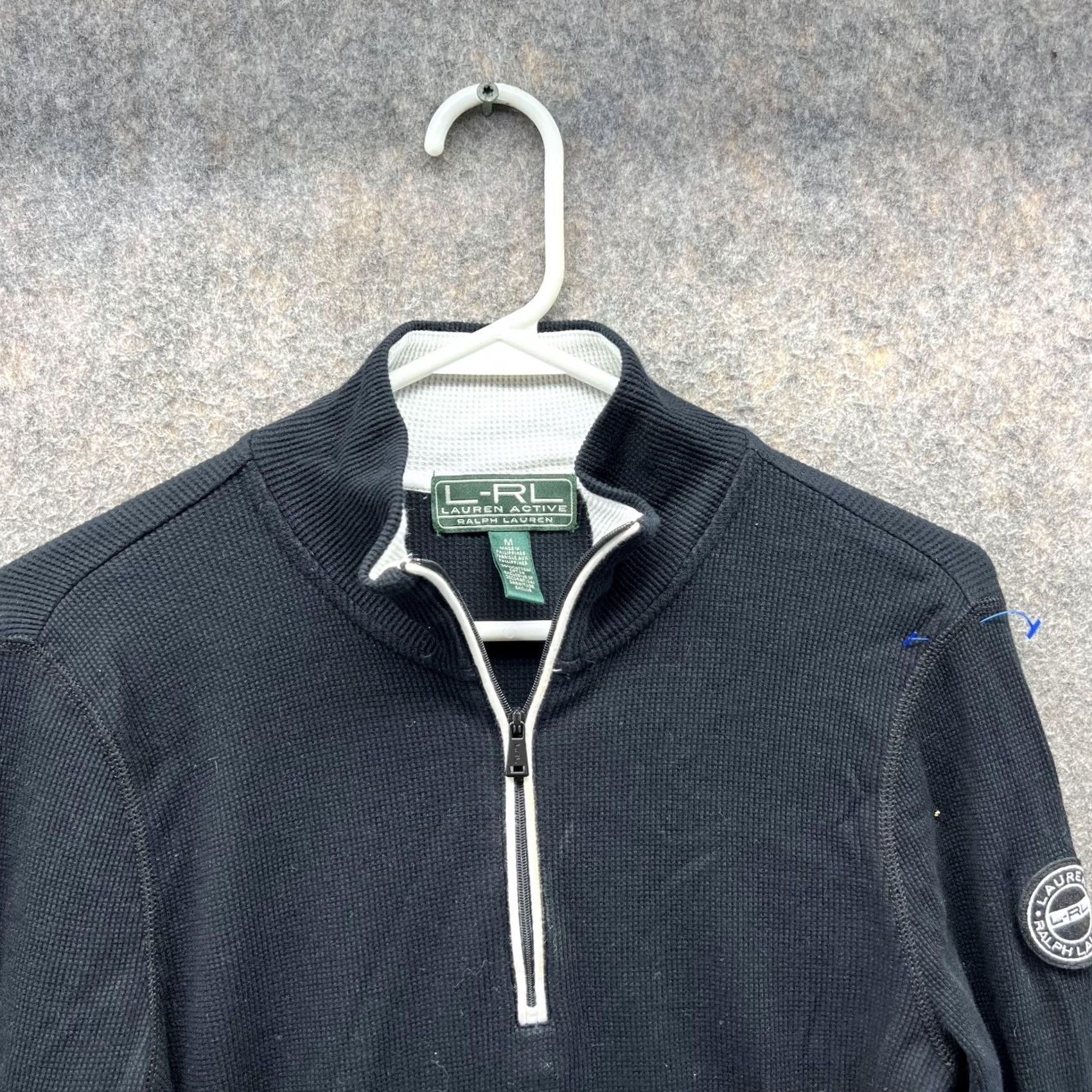 Ralph Lauren VINTAGE Lauren Ralph Lauren Sweater Women Medium Black 1/4 Zip Embroidered Pullover Mock Neck Shirt/Hoodie? Size M / US 6-8 / IT 42-44 - 7 Thumbnail