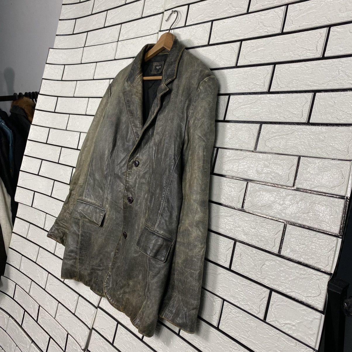 Japanese Brand 📌Vintage Genuine Leather Jacket Proud Label Issey Miyake Size US L / EU 52-54 / 3 - 3 Thumbnail