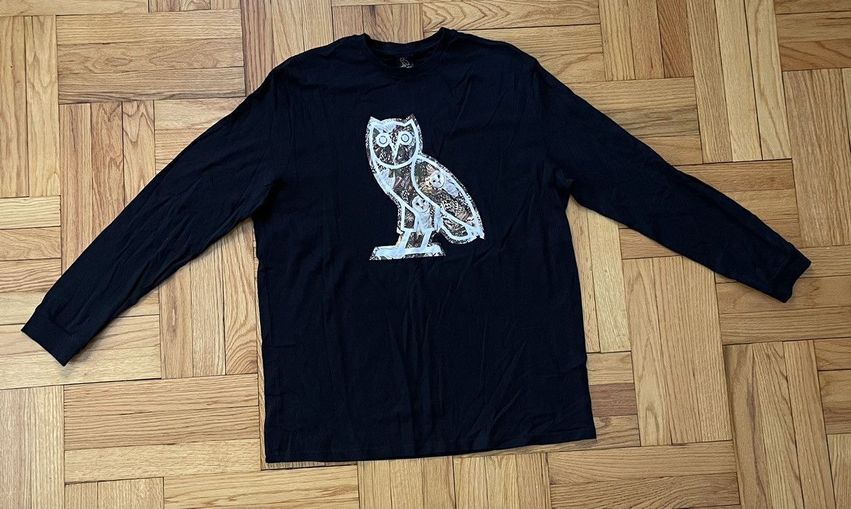 Drake Ovo Owl Camo Logo Long Sleeve T shirt Black Men’s 2XL