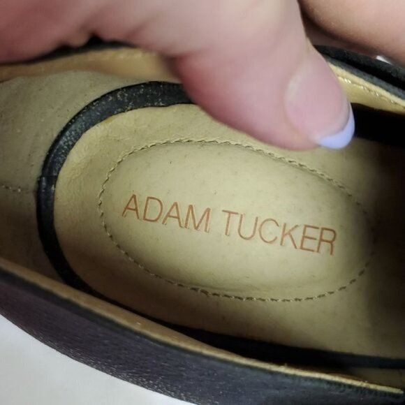 Designer Adam Tucker McKenna Black Leather Sz. 10 3" Heeled Open Peep Size US 10 / IT 40 - 9 Thumbnail