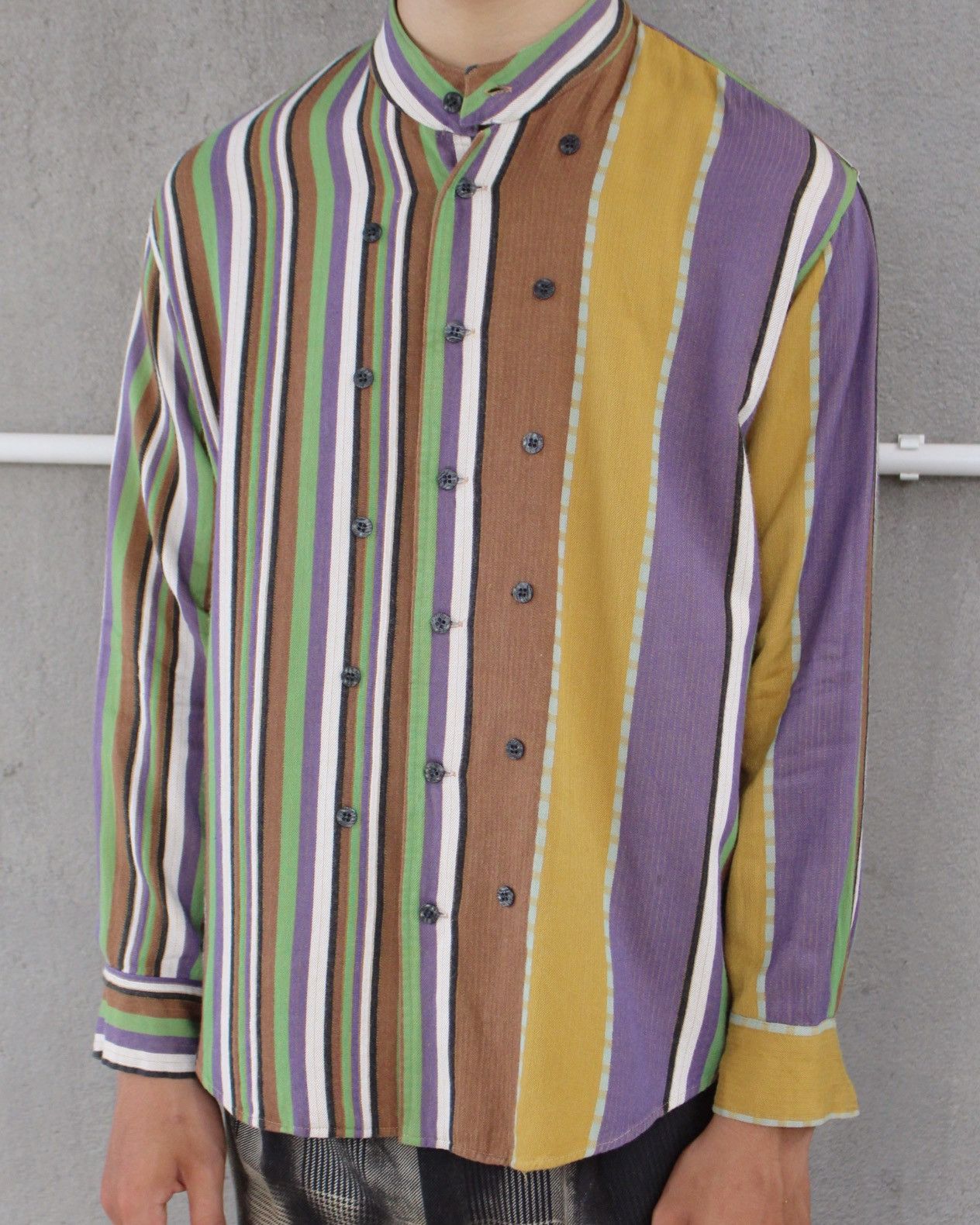 Kansai Yamamoto × Vintage 1990S KANSAI PROFUMO COLLARLESS SHIRT Size US M / EU 48-50 / 2 - 3 Thumbnail