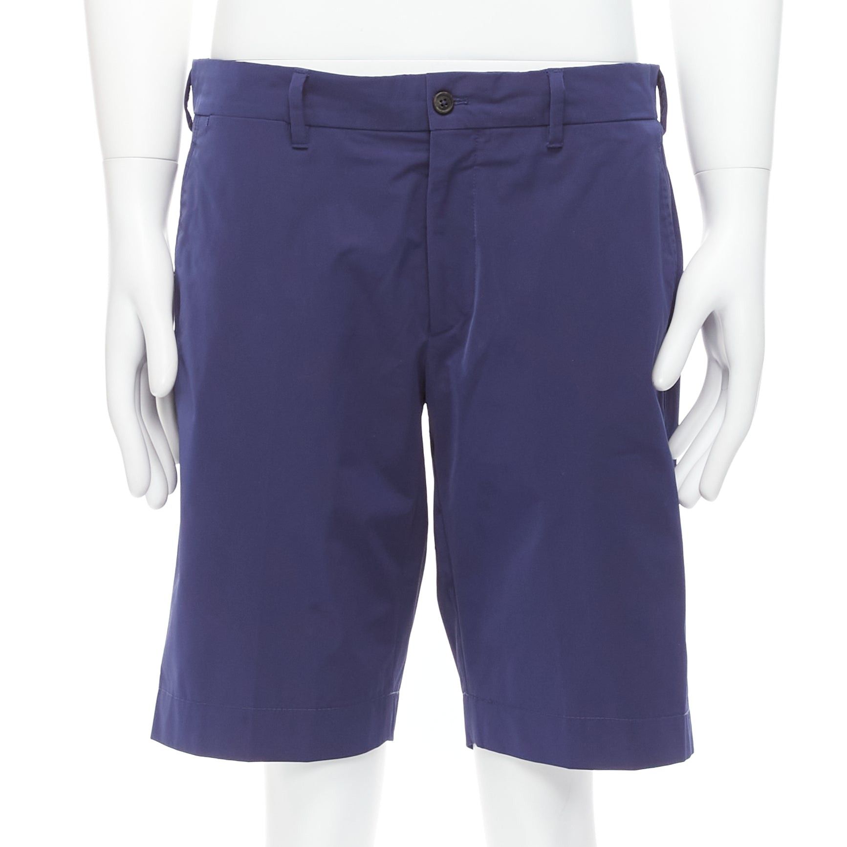 Prada PRADA blue shiny nylon back darts button pocketed Bermuda shorts IT50 L Size US 32 / EU 48 - 1 Thumbnail