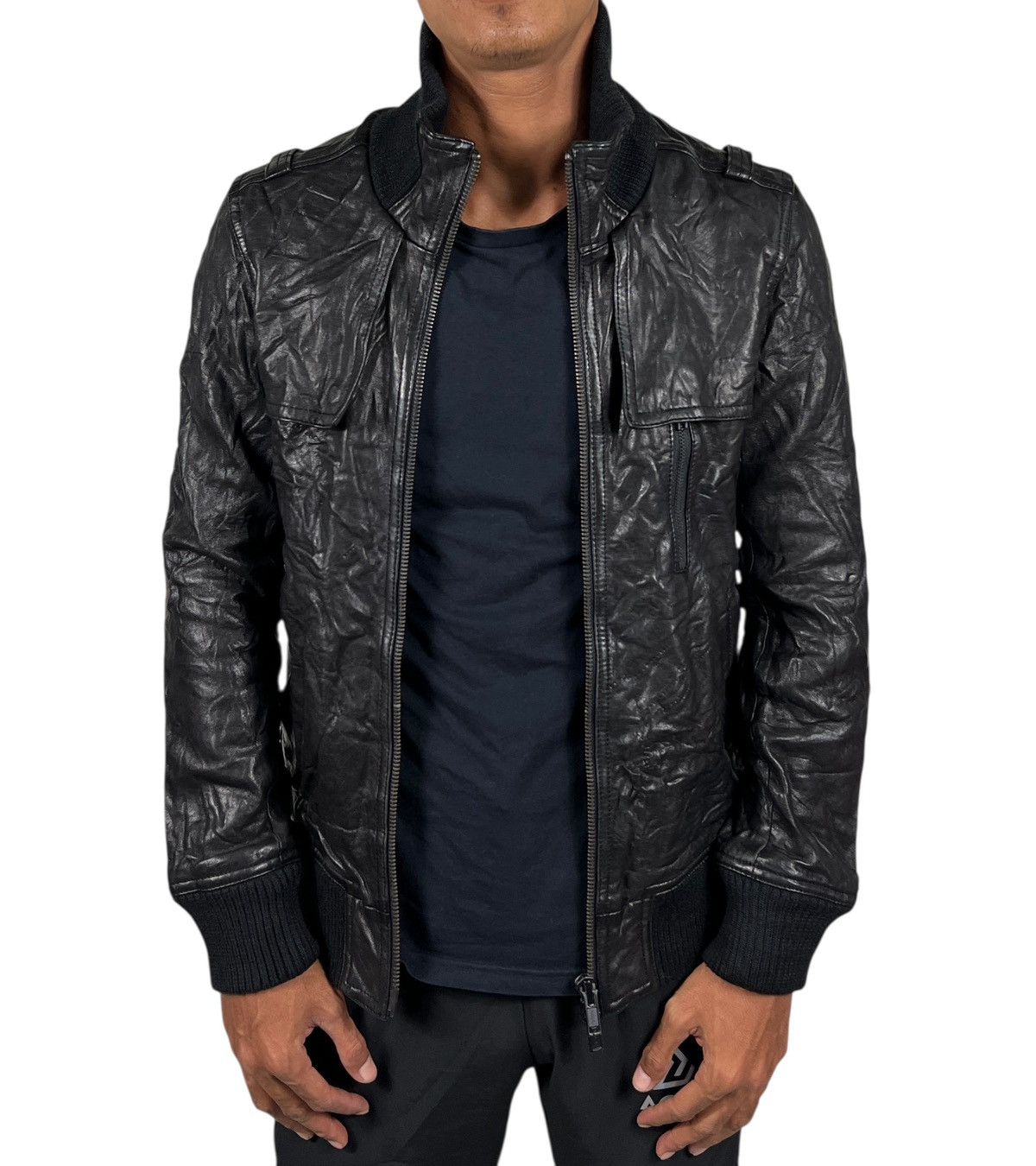 American Rag 🔥 American Rag Cie Leather Moto Rider Bomber Jacket Size US S / EU 44-46 / 1 - 4 Thumbnail