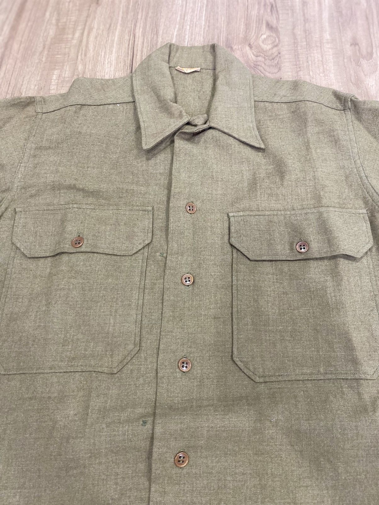 Vintage WWII US ARMY M1937 M37 EM NCO WOOL COMBAT FIELD SHIRT LARGE Size US L / EU 52-54 / 3 - 4 Thumbnail
