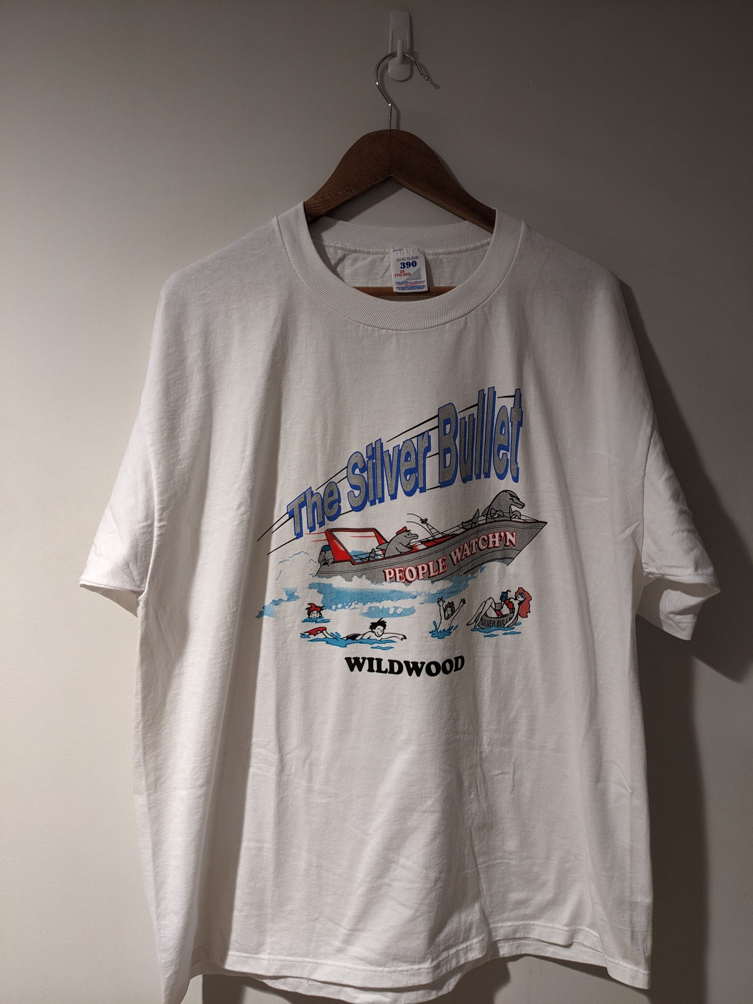 Vintage Vintage 90s The Silver Bullet Shark People Watch'n T-Shirt Size US XXL / EU 58 / 5 - 1 Thumbnail