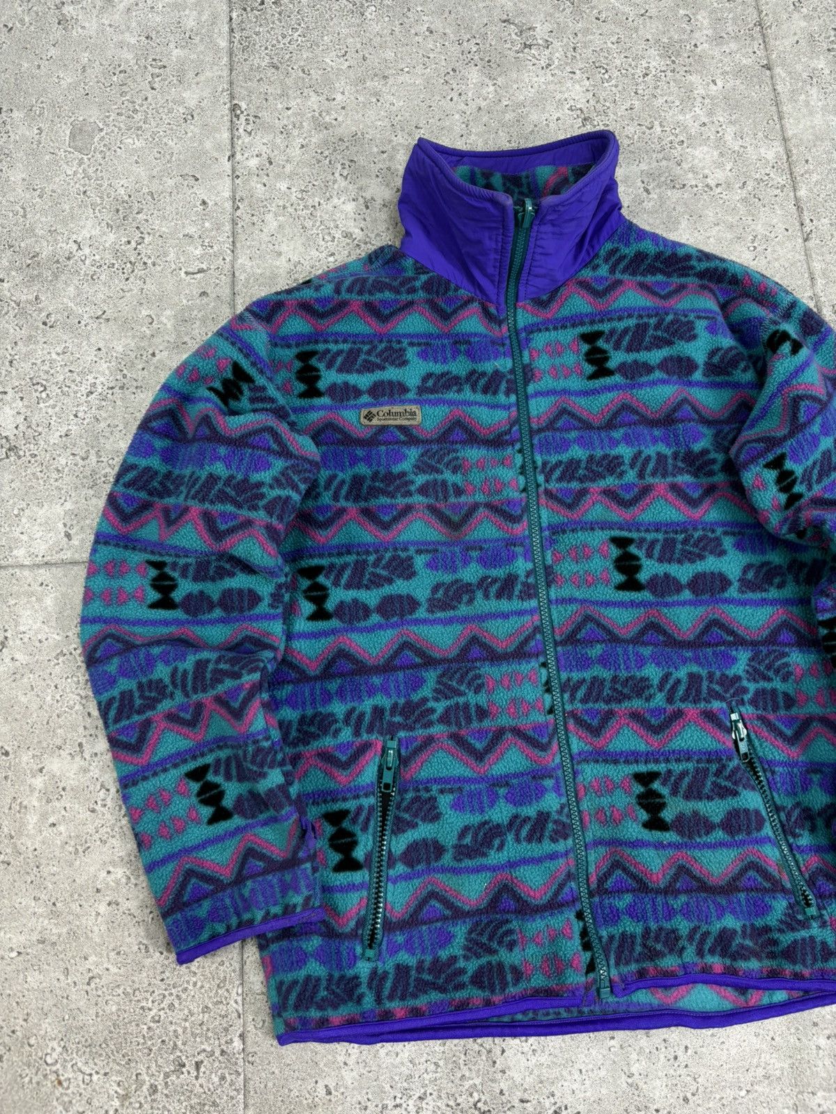 Columbia × Vintage Crazy Archive 90s Columbia Aztec Synchilla Zip Fleece Y2K Size US S / EU 44-46 / 1 - 2 Thumbnail