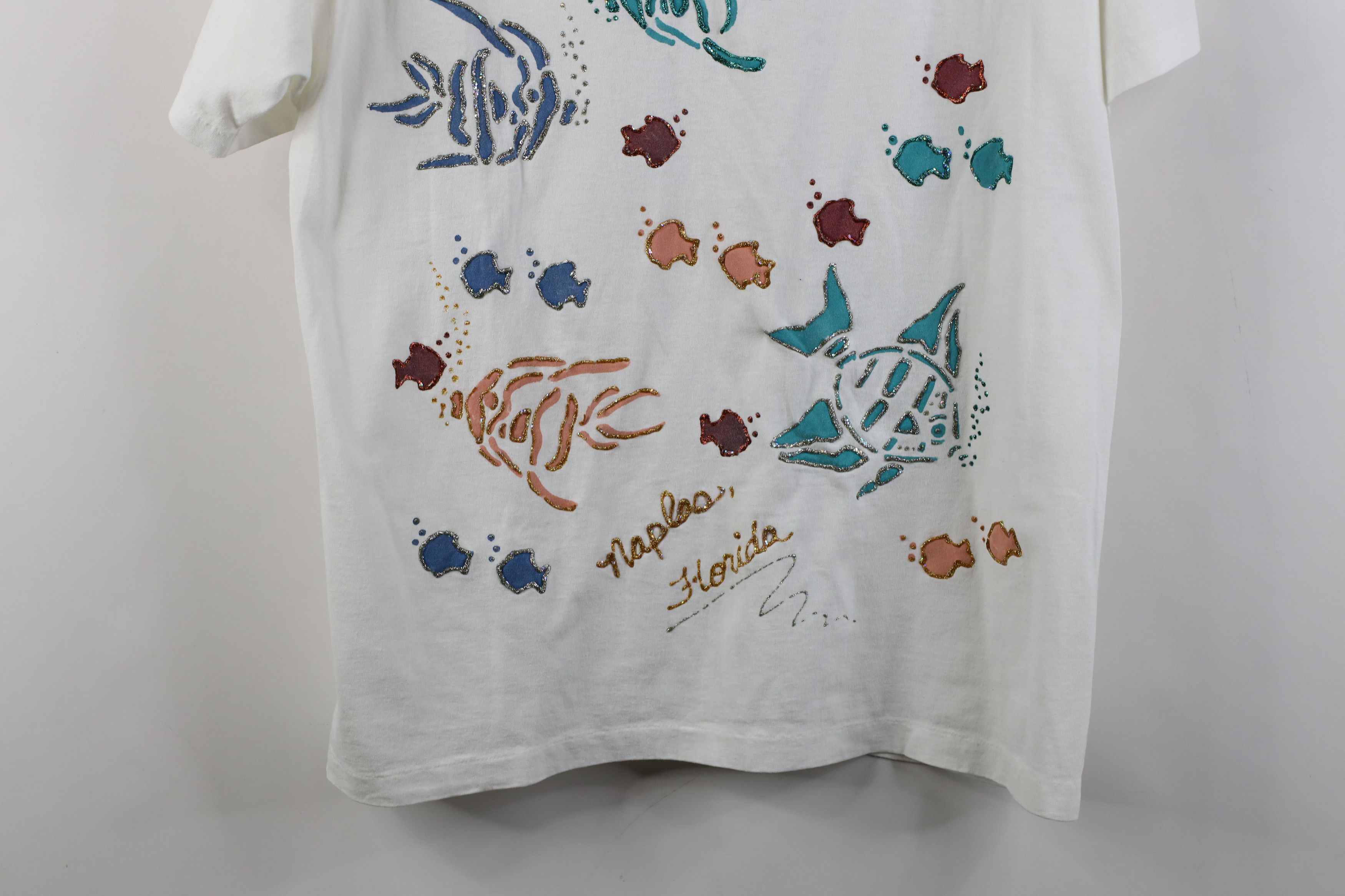 Vintage Vintage 90s Streetwear Glitter Glue Florida Fish T-Shirt USA Size L / US 10 / IT 46 - 3 Thumbnail