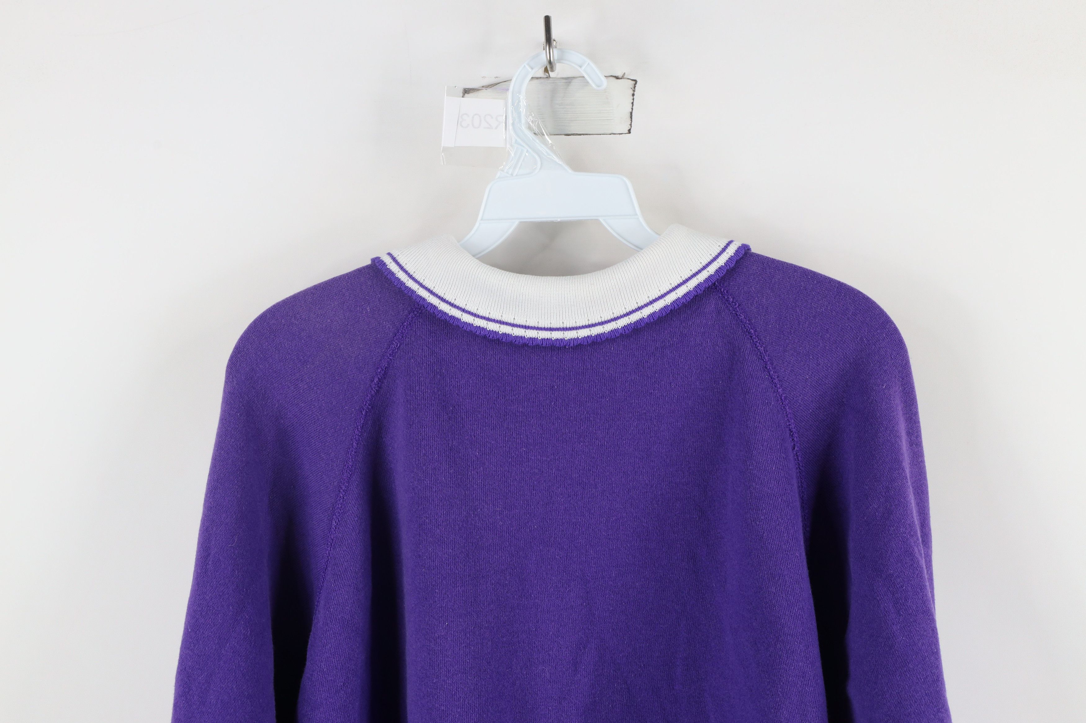 Vintage Vintage 90s Streetwear Ducks Collared Sweatshirt Purple USA Size XL / US 12-14 / IT 48-50 - 8 Thumbnail