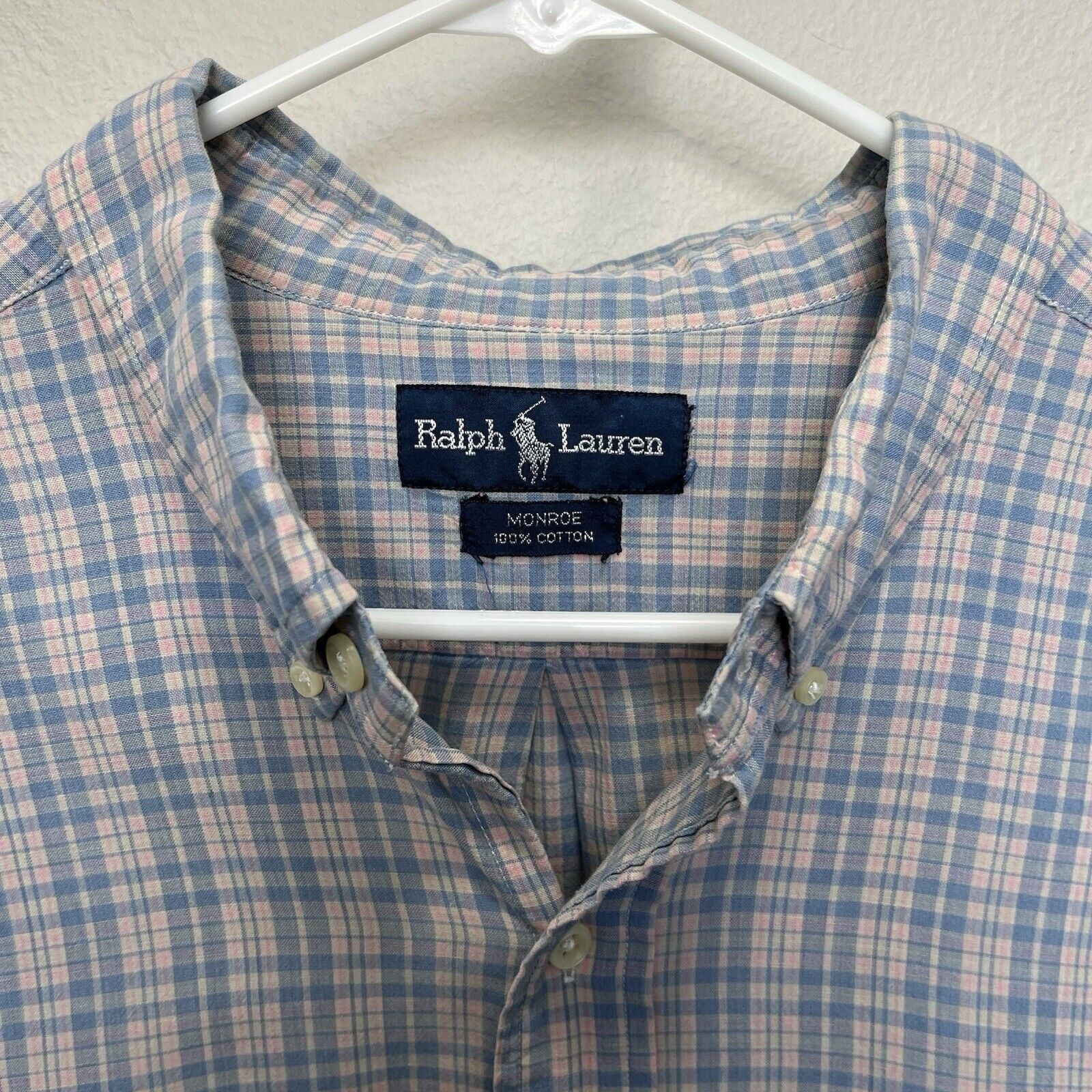 Ralph Lauren Ralph Lauren | Vtg Light Pink & Blue Monroe Button Shirt 2XL Size US XXL / EU 58 / 5 - 3 Thumbnail