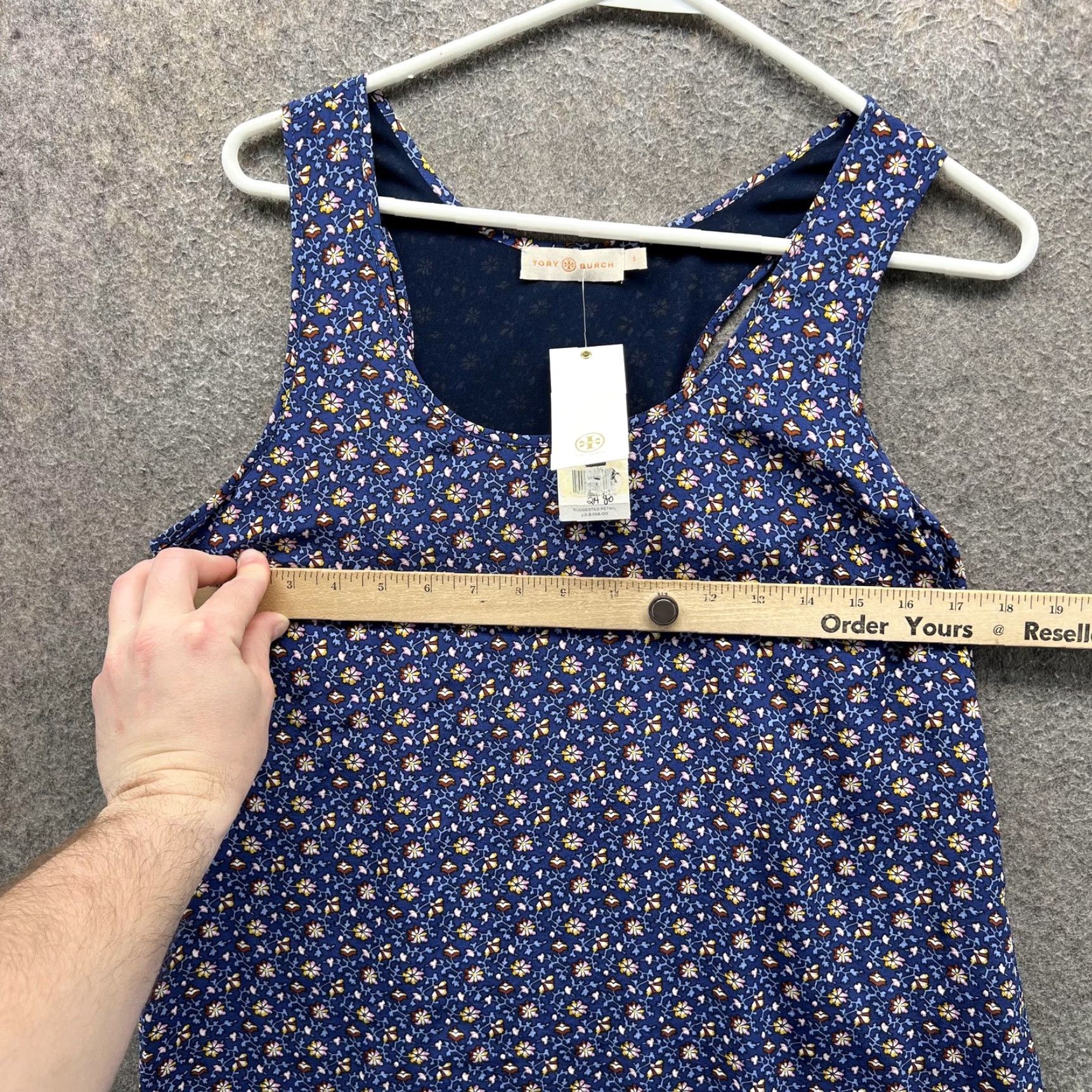 Tory Burch Tory Burch Dress Womens Small Blue Wild Pansy Sydney Tank Trapeze Silk Floral Size S / US 4 / IT 40 - 4 Thumbnail