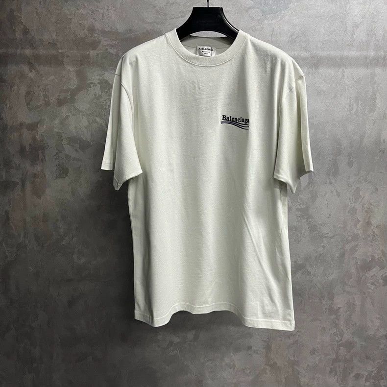 Balenciaga Balenciaga Beige Coke Embroidered Logo Round Neck Short Sle Size US S / EU 44-46 / 1 - 1 Thumbnail