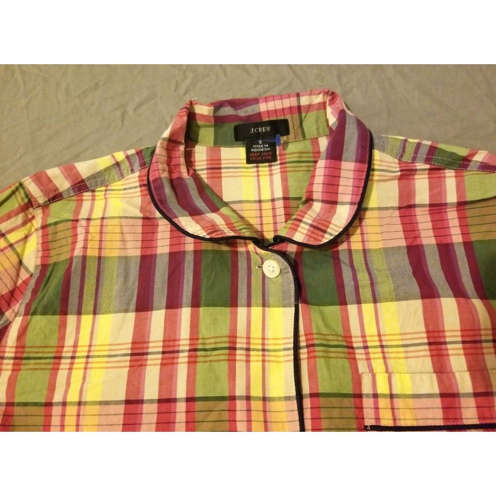 J.Crew VINTAGE? (No) J. Crew Plaid Dress Shirt S Small Yellow Button Cotton Blouse Short Sleeve Shirt Womens Size S / US 4 / IT 40 - 2 Thumbnail