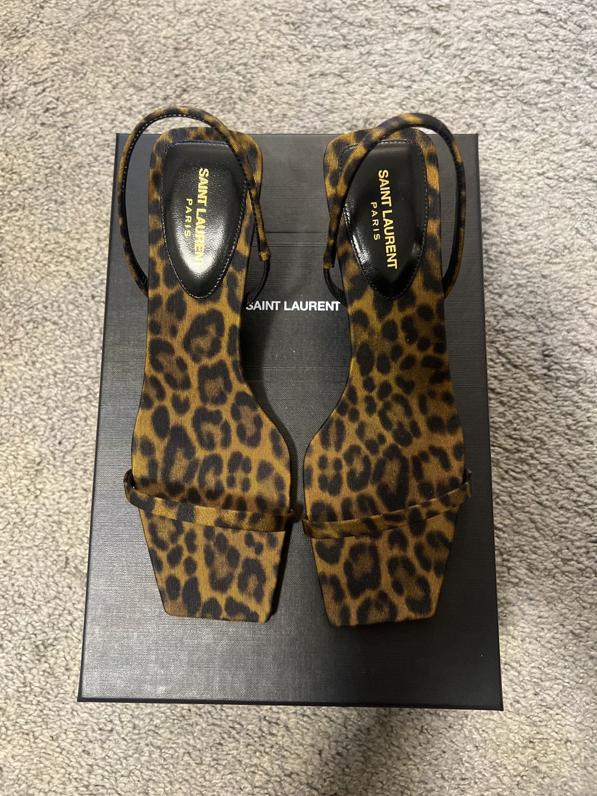 Yves Saint Laurent Leopard print open toe Slingback heel Size US 6.5 / IT 36.5 - 1 Thumbnail