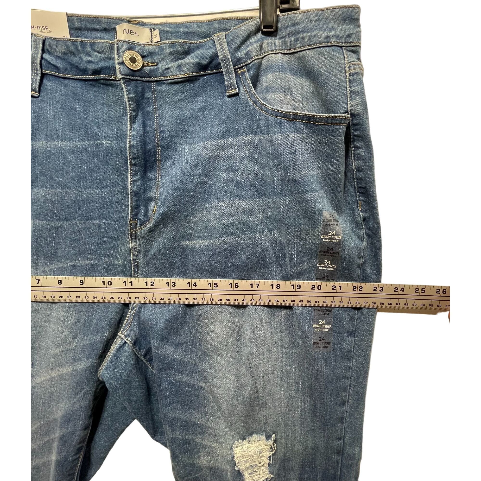 Other Rue + - Women's Ultimate Stretch High-Rise Jeans Distressed Size 42" / US 20 - 4 Thumbnail