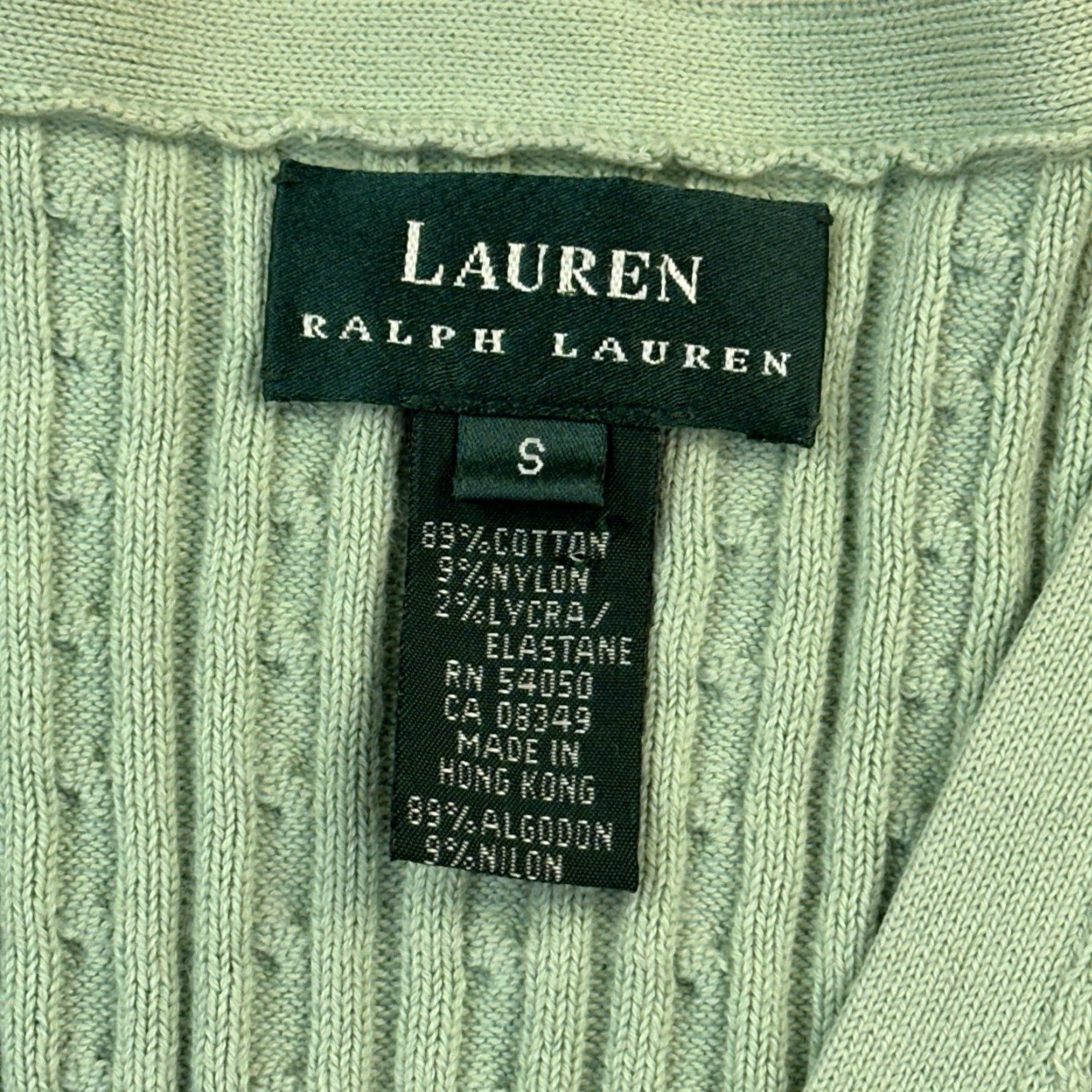 Polo Ralph Lauren VINTAGE Lauren Ralph Lauren Sweater Women's Small Green Cable Knit Cardigan Size L / US 10 / IT 46 - 6 Thumbnail