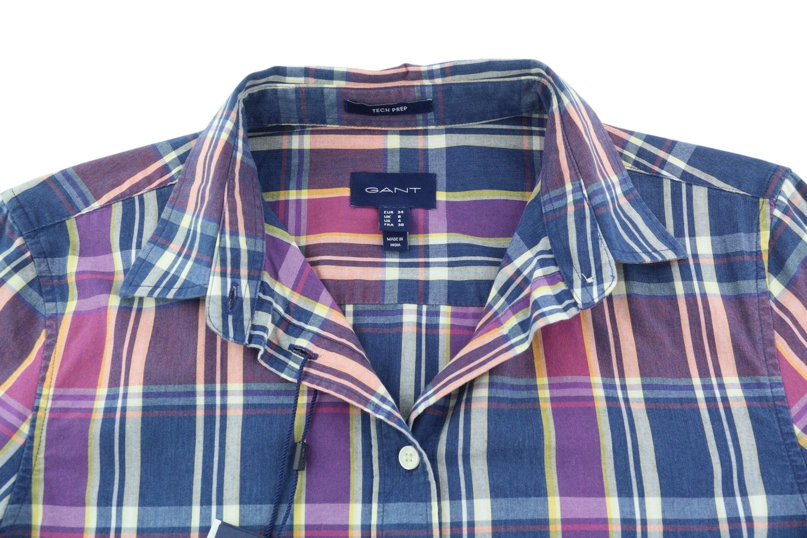Gant TP INDIGO CHECK EU34 Colourful Button-Up Shirt 85124 Size XS / US 0-2 / IT 36-38 - 4 Thumbnail