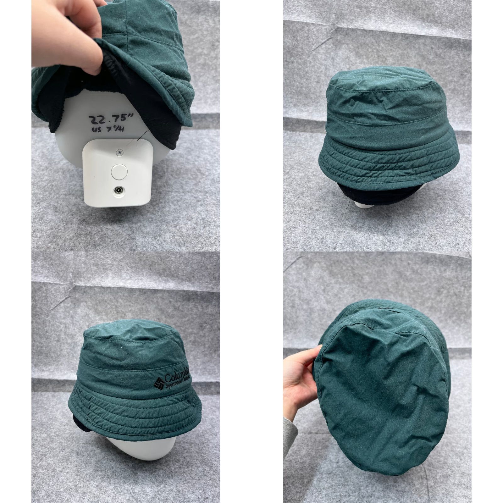 Vintage Columbia Bucket Hat Adult M Teal Cotton Poly Fleece Neck Flap Camp Made USA Unisex Adults Hat/Cap Fishing Outdoor Beach 90s Mens Size M / US 6-8 / IT 42-44 - 8 Thumbnail