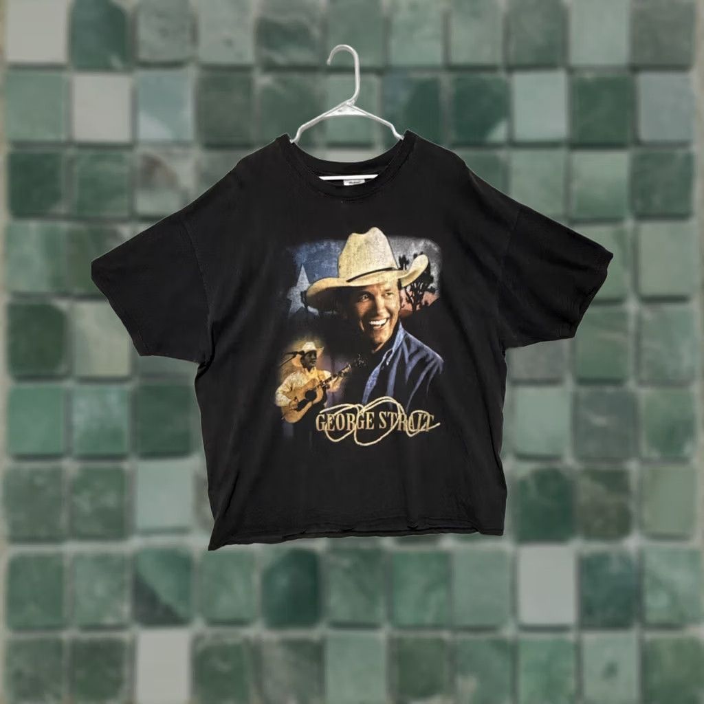 Hanes VINTAGE George Strait Concert Tee 2XL Black Double Sided Shirt Mens Vintage 90s Country Music Festival T-Shirt Size US XXL / EU 58 / 5 - 1 Thumbnail