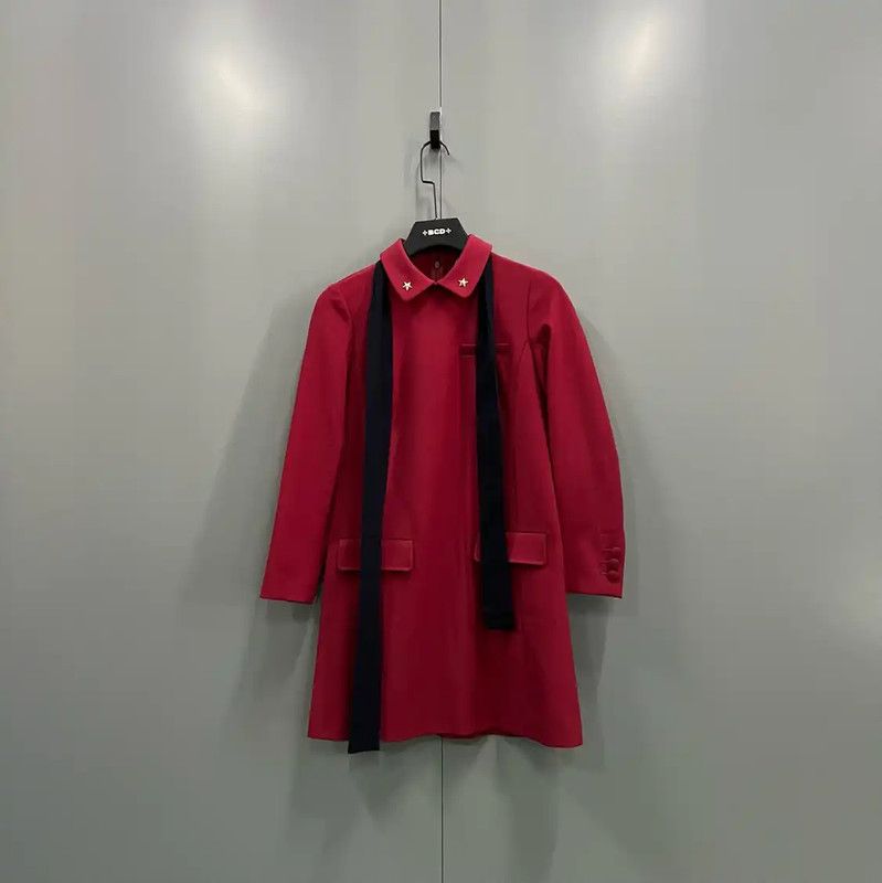 Valentino Valentino Red Long-Sleeve Dress for Women 0089 Size ONE SIZE - 1 Thumbnail