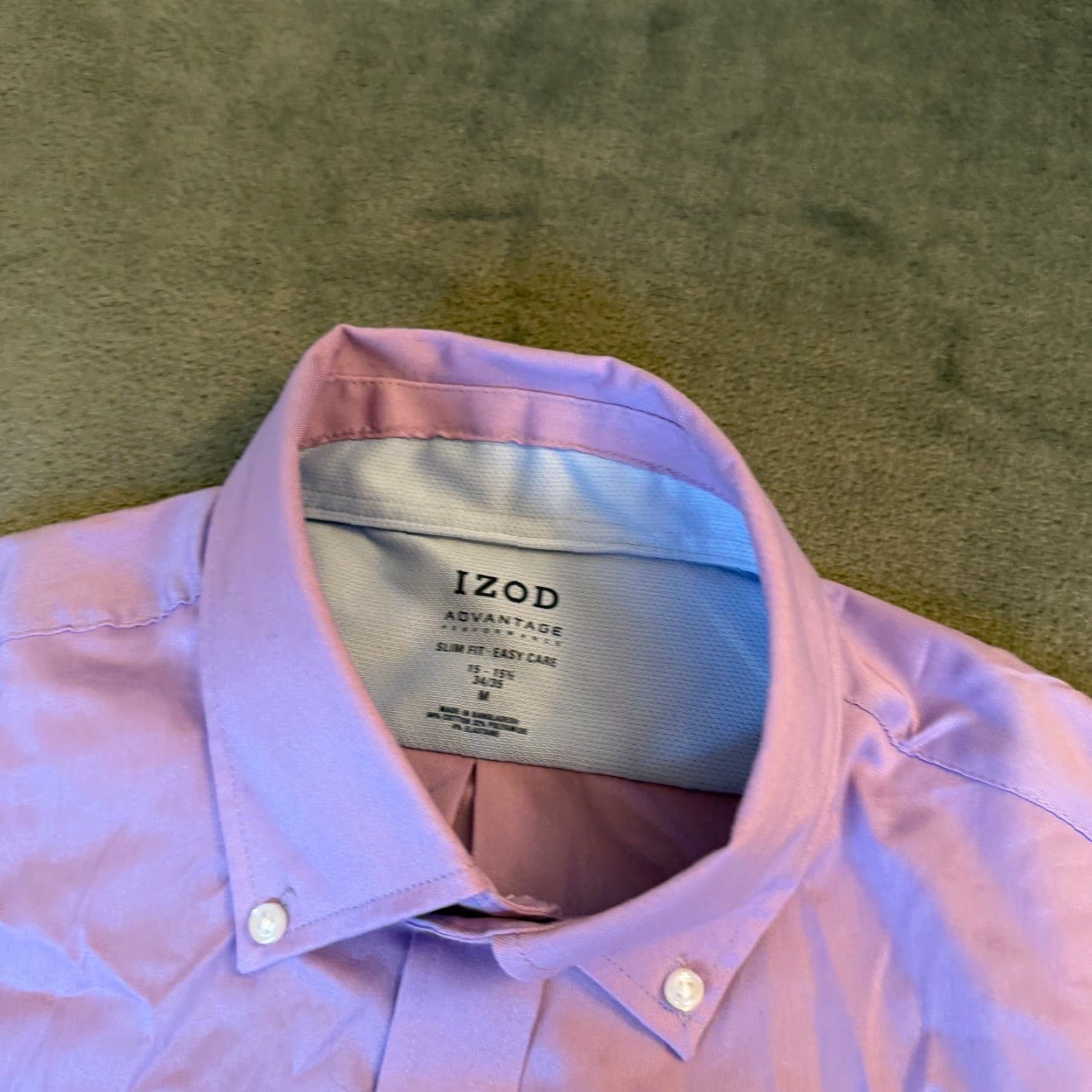 Izod VINTAGE IZOD dress shirt? (No, not vintage) IZOD Slim Fit Button-Down Dress Shirt Purple Advantage Cool FX Mens Medium NWT Size 40R - 6 Thumbnail