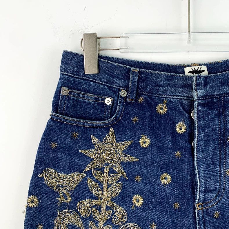 Dior Dark blue floral embroidered cotton casual denim shor