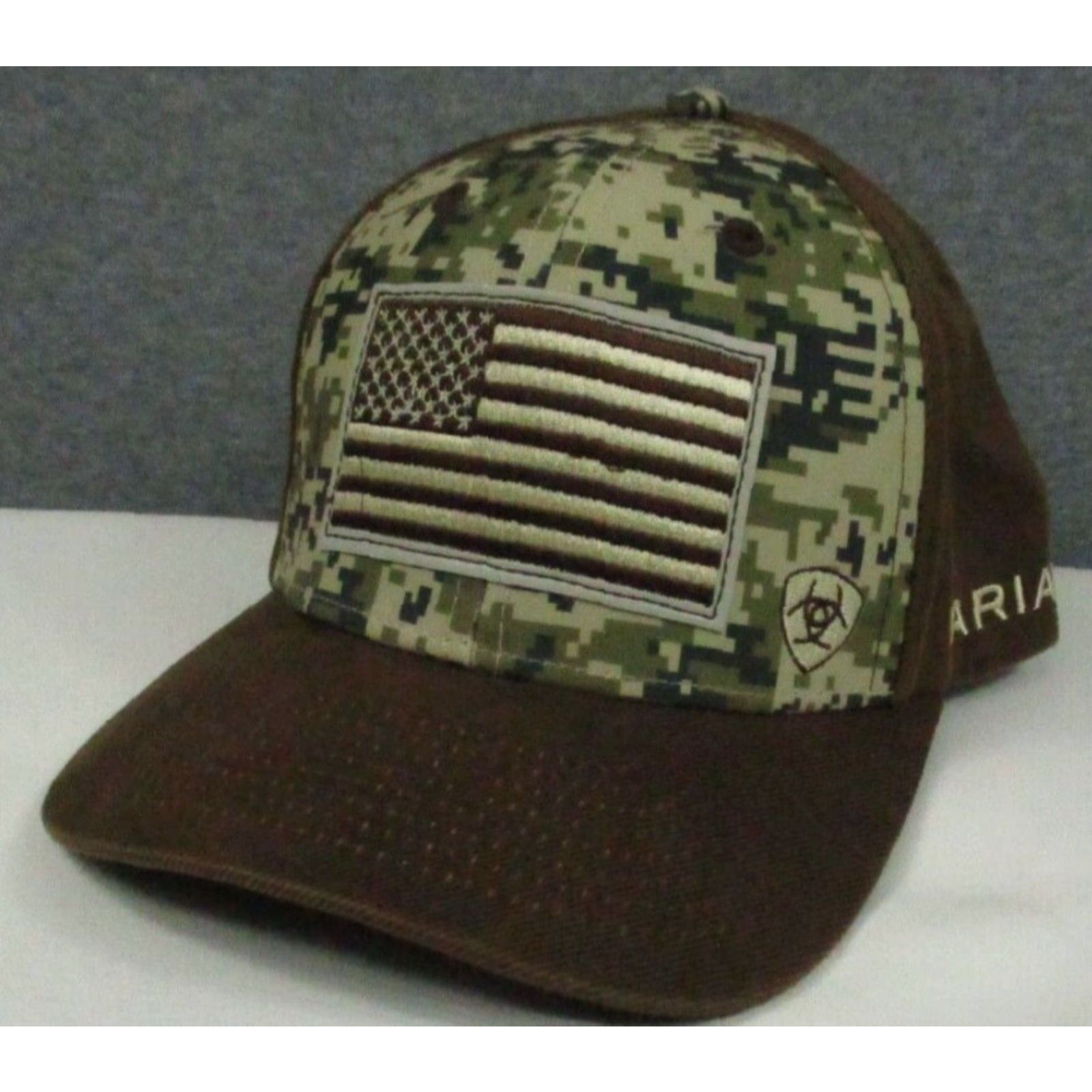 Ariat Ariat Digital Camo American Flag Cap Trucker Hat Brown Tan Snapback Adjustable Mens Hat Size ONE SIZE - 2 Thumbnail
