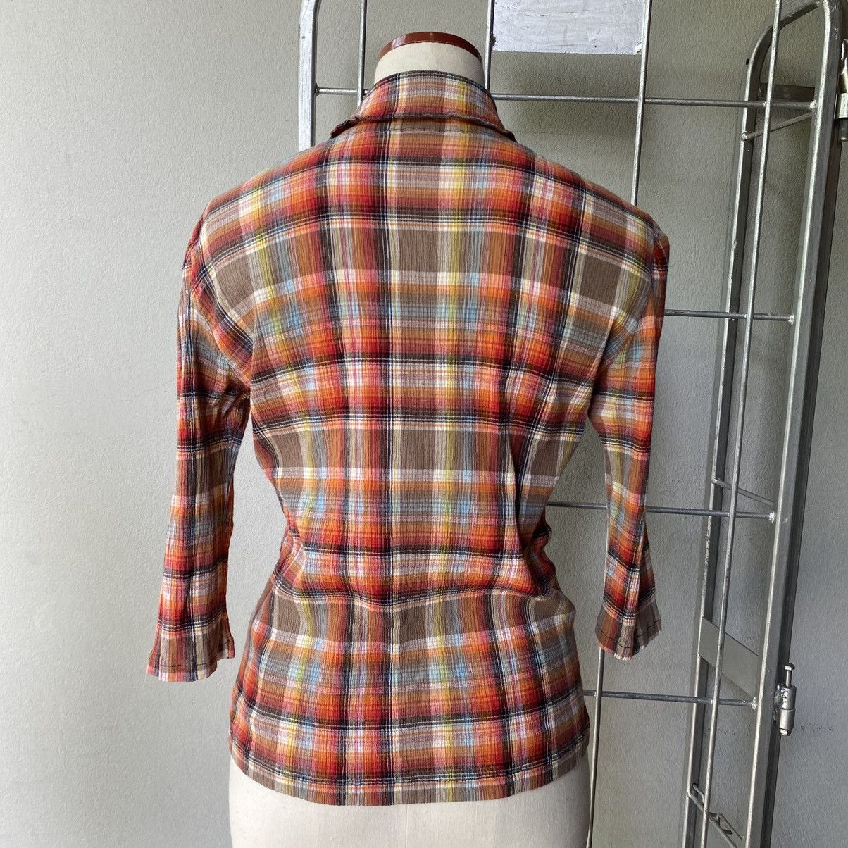 Tsumori Chisato Tsumori Chisato Brown Red Plaid Button Shirt Size XS / US 0-2 / IT 36-38 - 19 Thumbnail