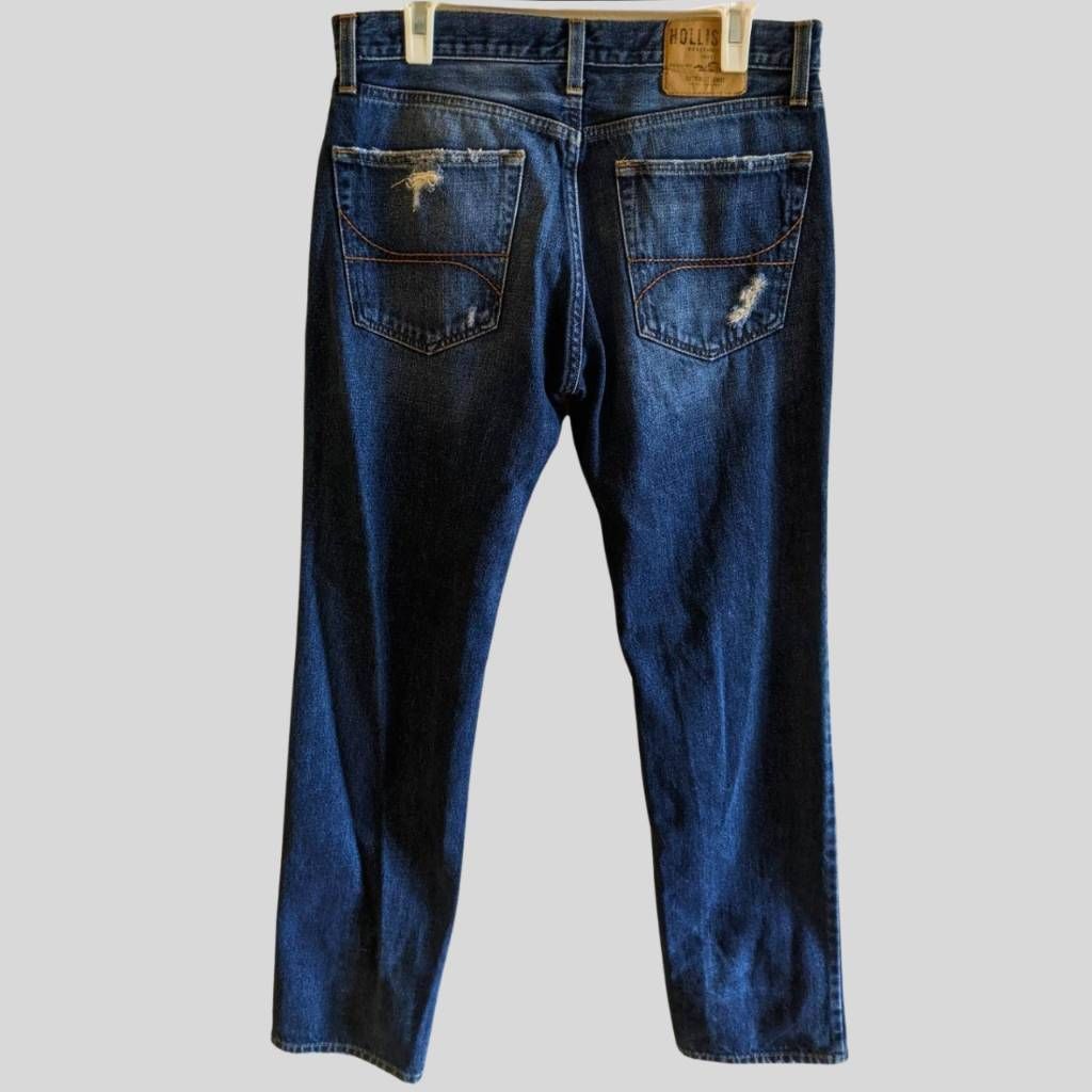 Hollister Hollister Men’s Distressed Straight Leg Jeans W32 L32 Medium Wash Button Fly Size US 32 / EU 48 - 2 Thumbnail