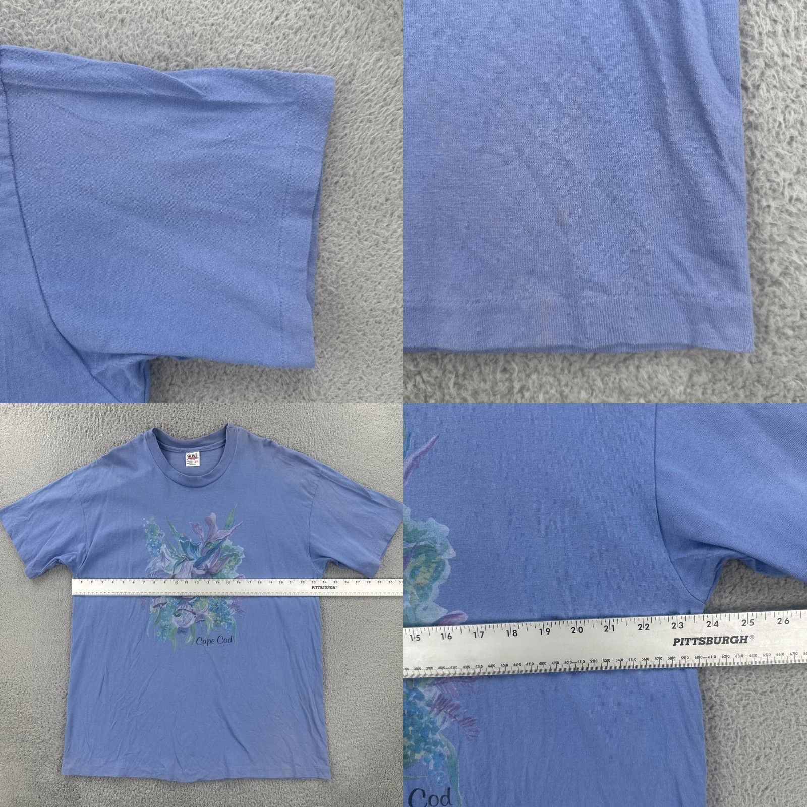 Anvil VINTAGE Anvil T-Shirt 2XL Purple Short Sleeve Crew Neck USA Flower Print Men والش Size US XXL / EU 58 / 5 - 8 Thumbnail