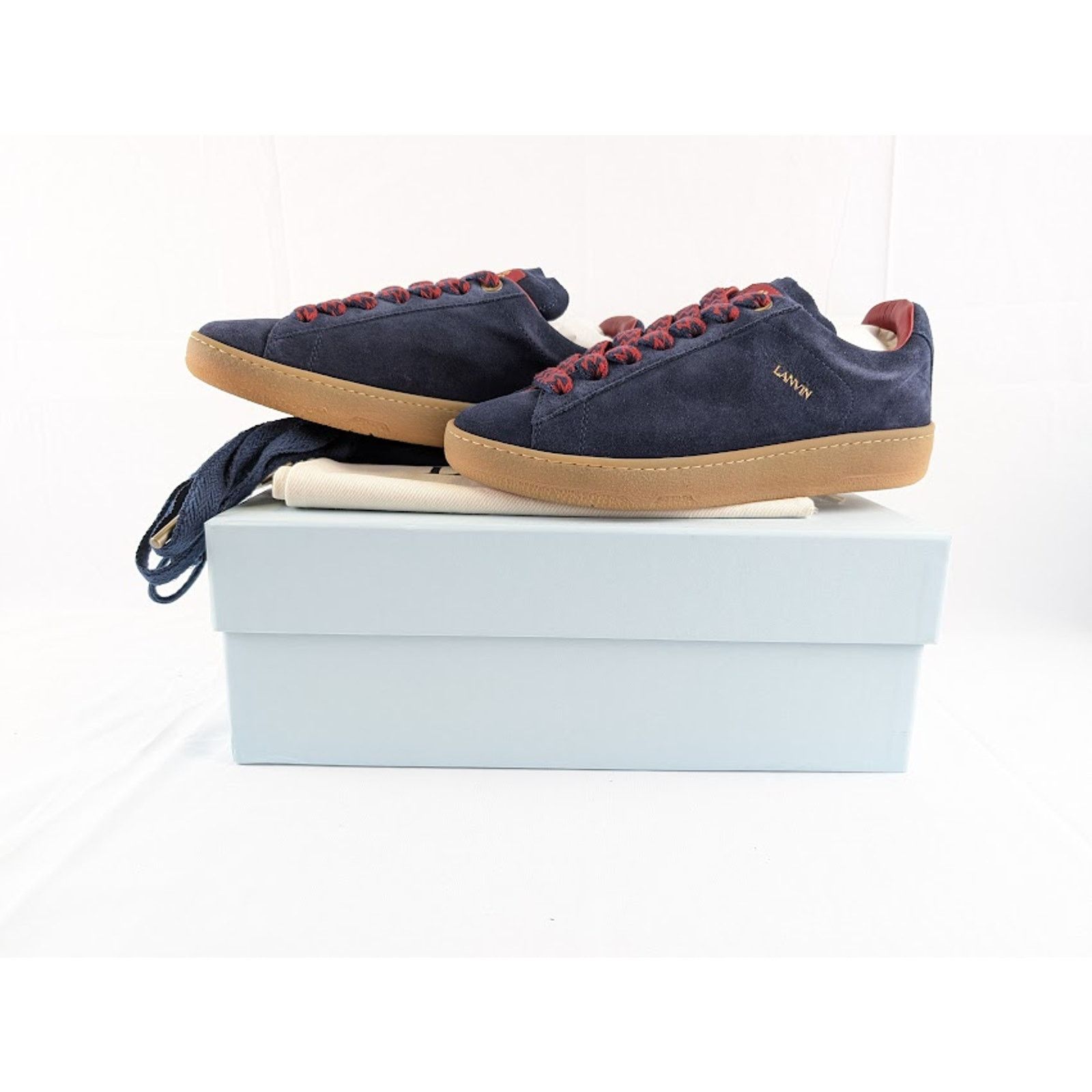 Lanvin o1rshd1 Lite Curb Low Top Sneakers in Navy Blue/Red Size US 8 / EU 41 - 12 Thumbnail