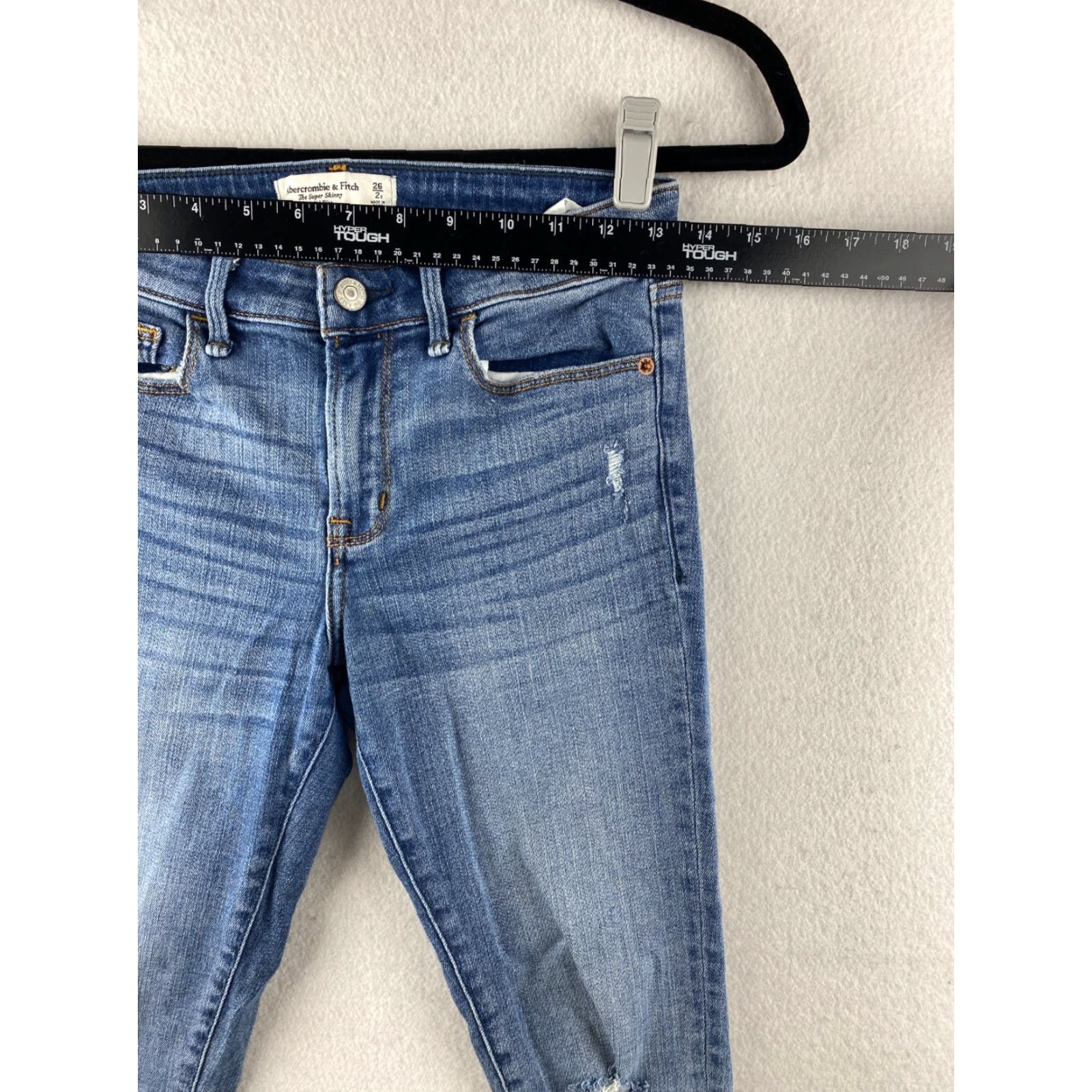 Abercrombie & Fitch Abercrombie & Fitch Women's Jeans Skinny Denim Distressed 26 Stretch 5-Pocket Blue Mid Rise Regular Size 26" / US 2 / IT 38 - 3 Thumbnail