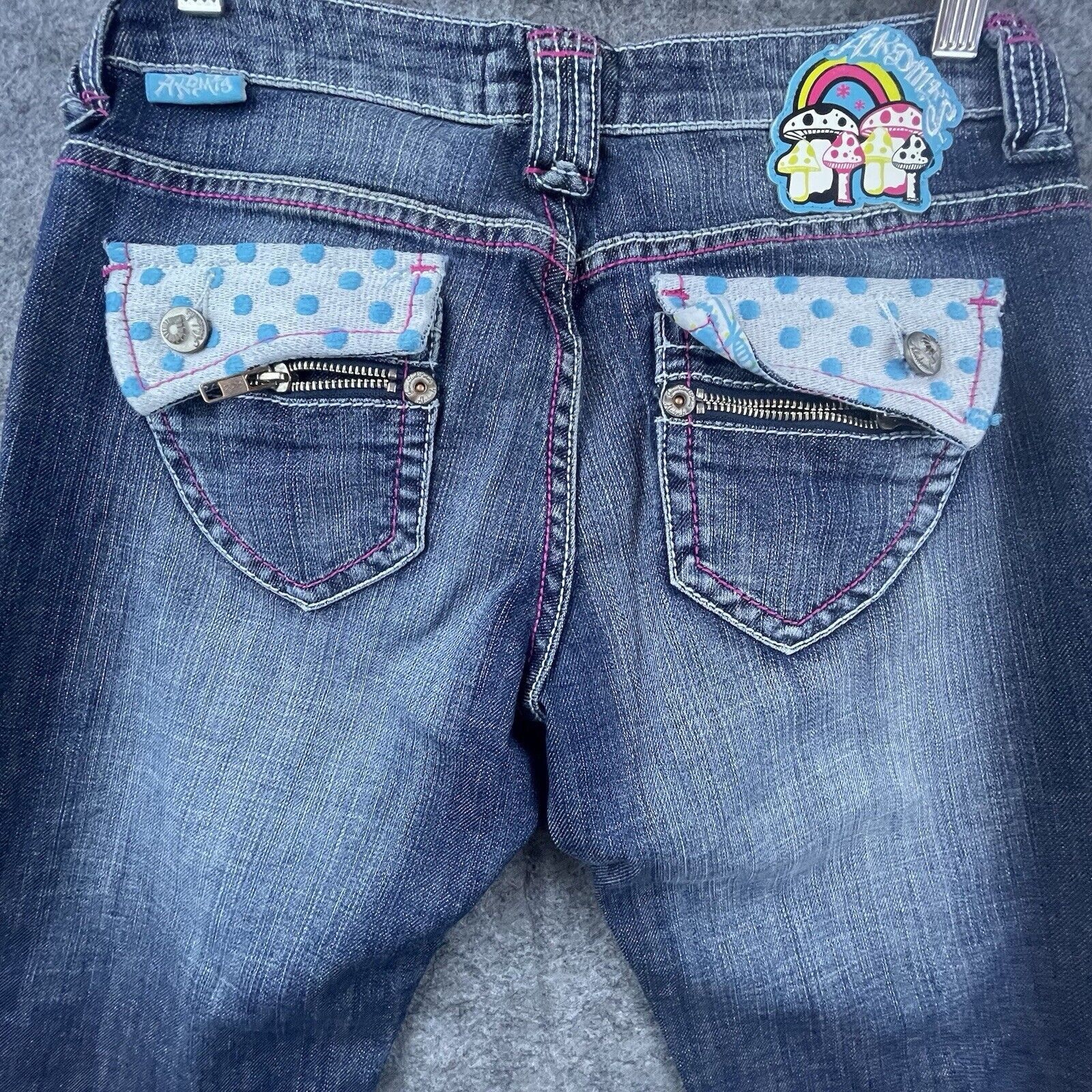Akademiks Akademiks Jeans Womens 28 Boot Flap Pockets Rainbow Mushroom Size 28" / US 6 / IT 42 - 3 Thumbnail