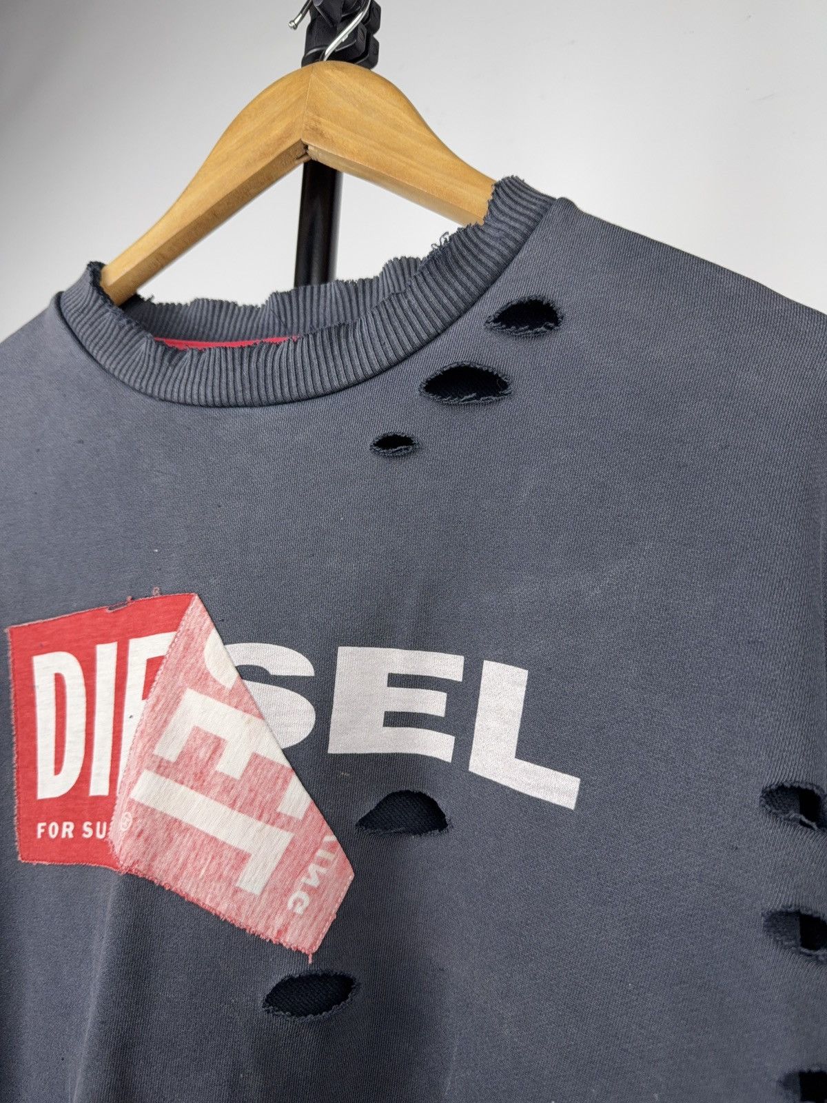 Diesel Diesel Big Logo Distressed Logo Destroyed Grunge Sweatshirt Size US M / EU 48-50 / 2 - 3 Thumbnail