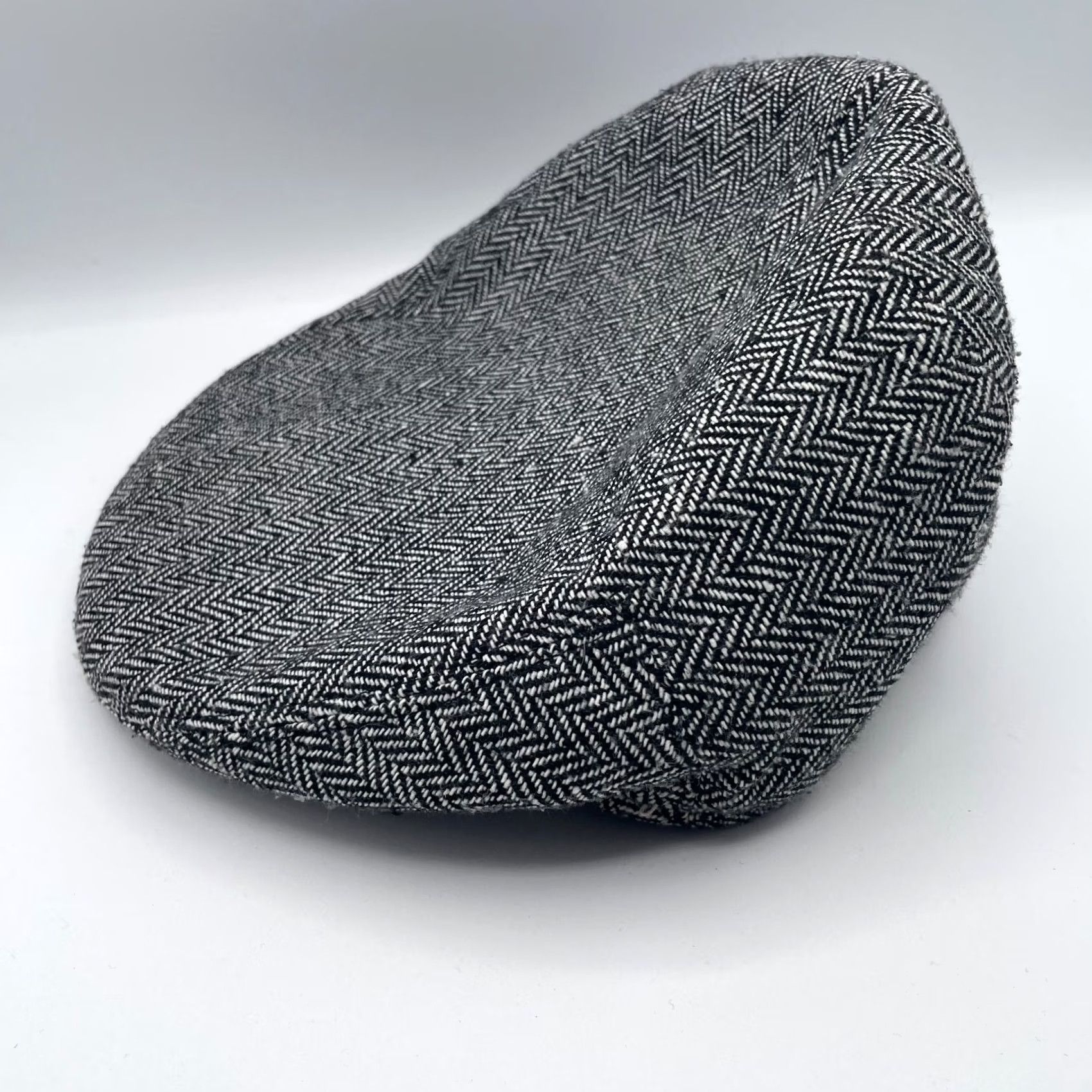 Vintage Newhattan Hat Gray Herringbone Wool Flat Cap Mens Medium Lined Quilted Fitted Cap Size ONE SIZE - 4 Thumbnail