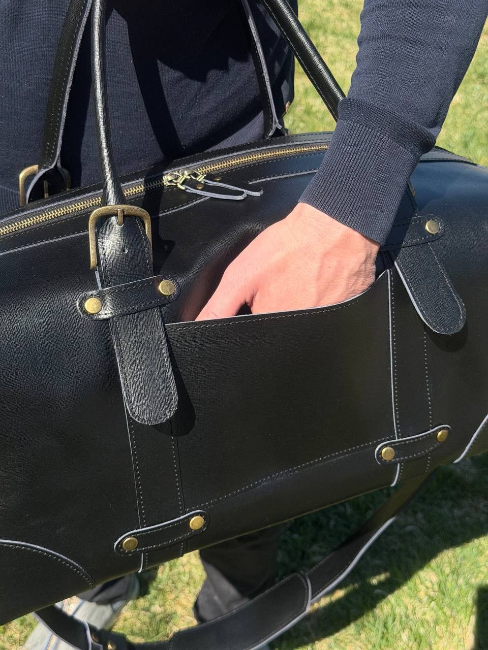Handmade Genuine leather travel bag. Duffel Bag. Weekender Size ONE SIZE - 5 Thumbnail