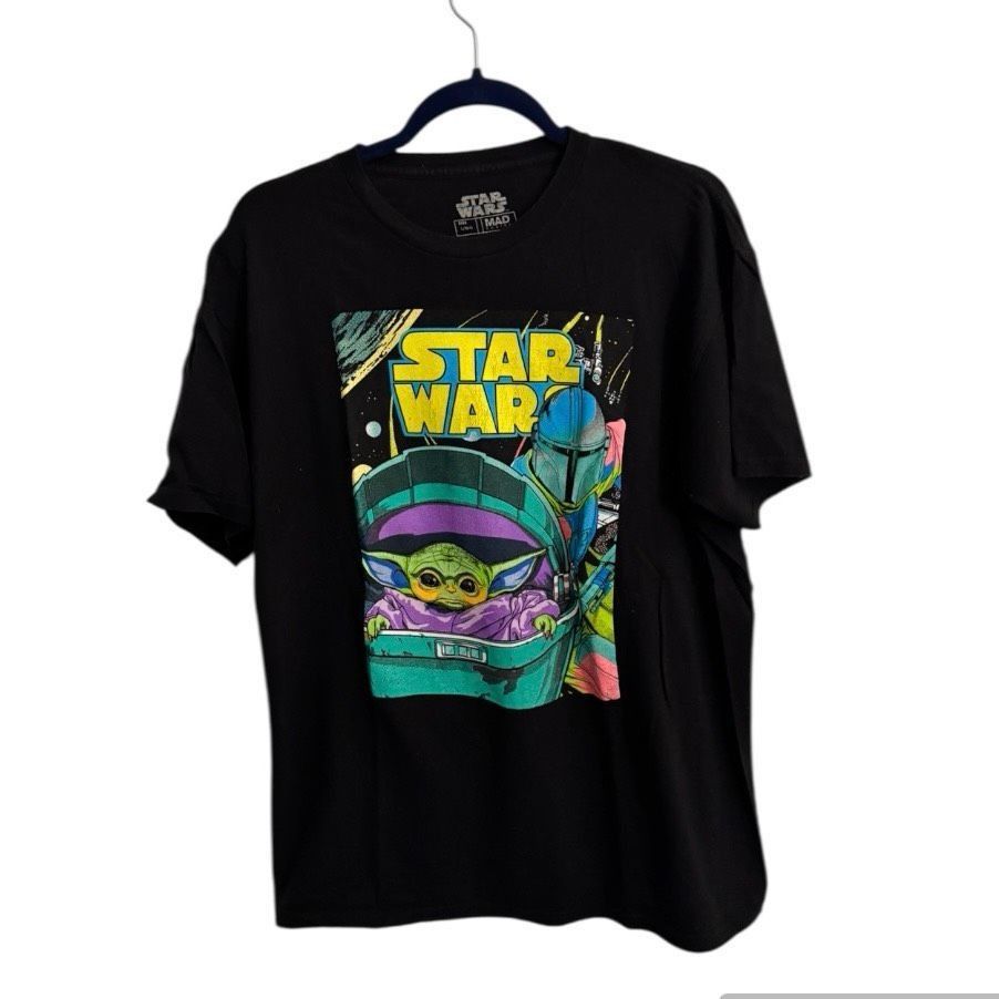 Star Wars Star Wars Grogu Baby Yoda Graphic T-Shirt Black Mad Engine S Size US L / EU 52-54 / 3 - 1 Thumbnail