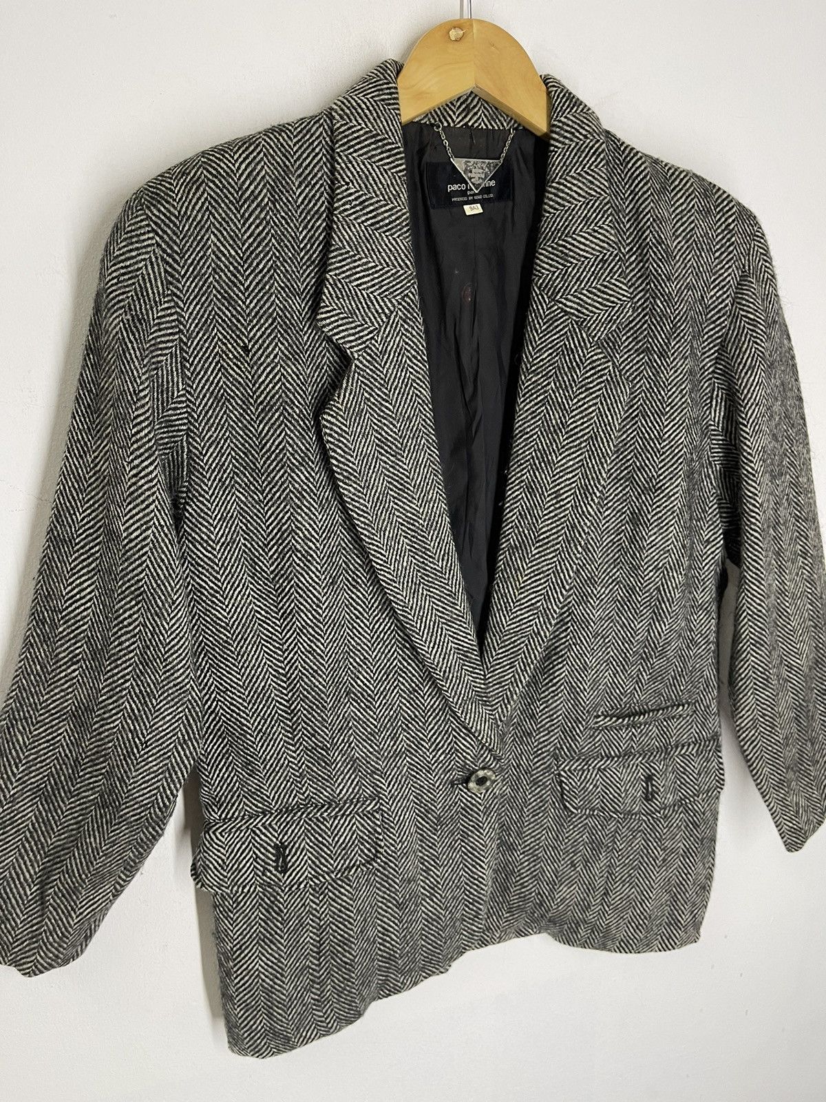 Paco Rabanne × Vintage VINTAGE HOUNDSTOOTH PACO RABANNE WOOL LUXURYWEAR Size M / US 6-8 / IT 42-44 - 2 Thumbnail