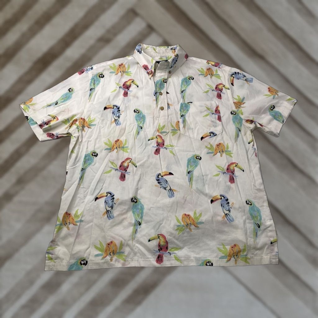 Chubbies Chubbies Shirt Parrot Macaw The Nutter Popover Button-Up Short Sleeve White L Mens Large Birds Size US L / EU 52-54 / 3 - 1 Thumbnail