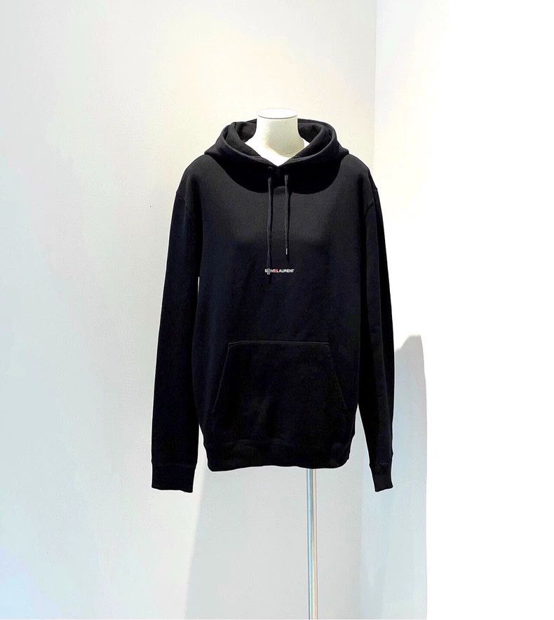 Saint Laurent Black Logo Hoodie Sweatshirt - dmc