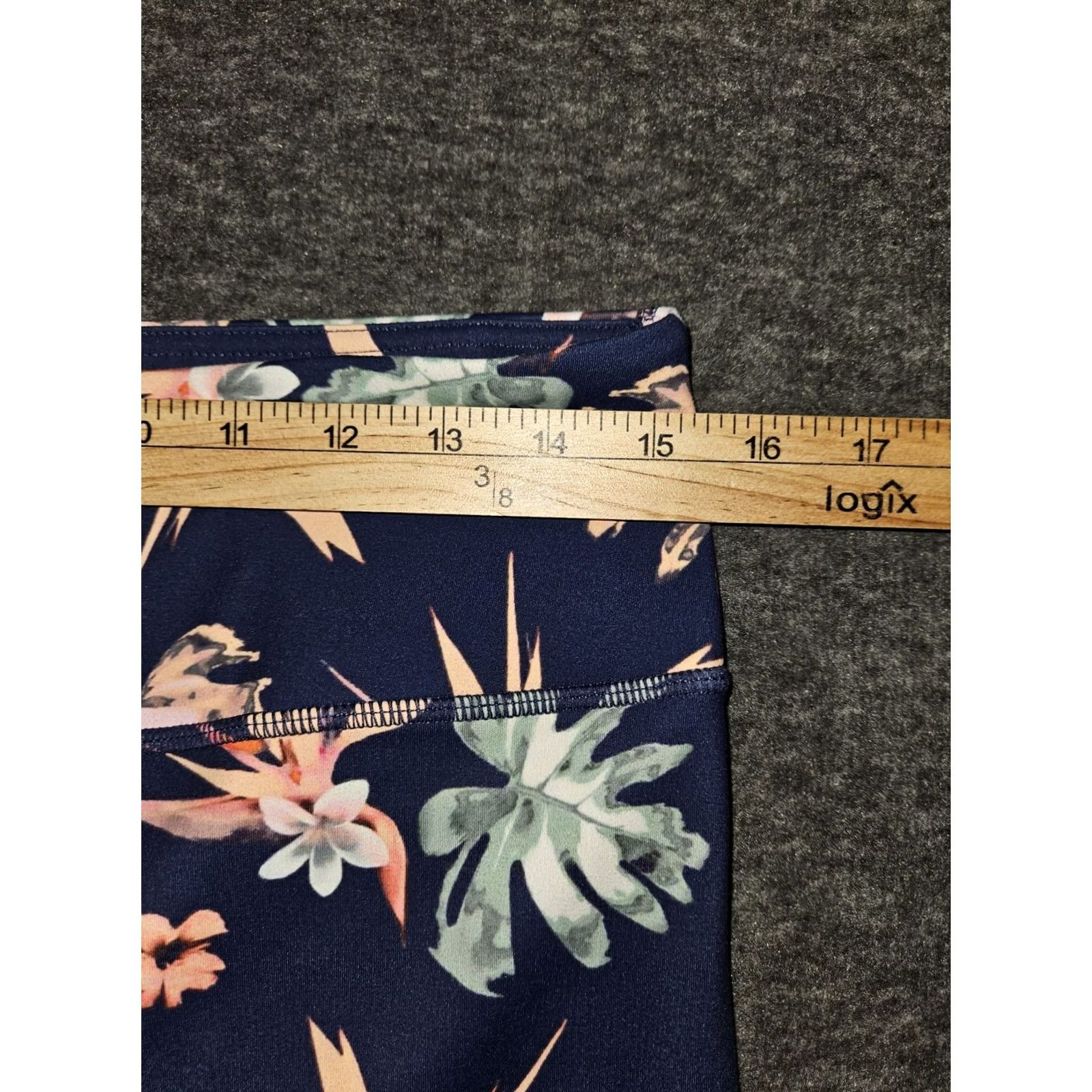 Vintage Walkpop Leggings Women's L Cropped Navy Blue Floral Active Yoga Gym Walking Size 36" / US 14 / IT 50 - 3 Thumbnail