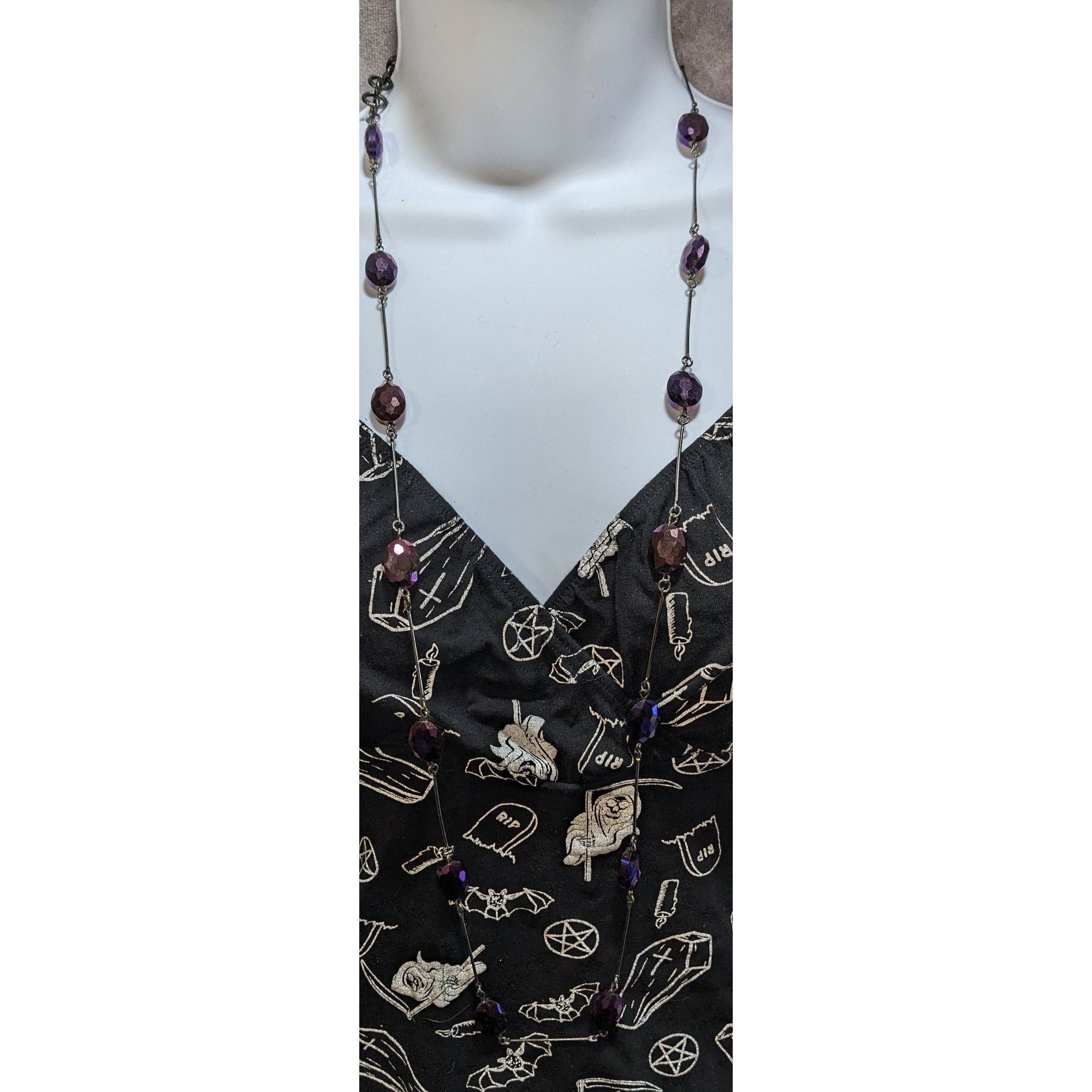 Other Charming Charlie Gothic Purple Faceted Bead Station Necklace Size ONE SIZE - 9 Thumbnail