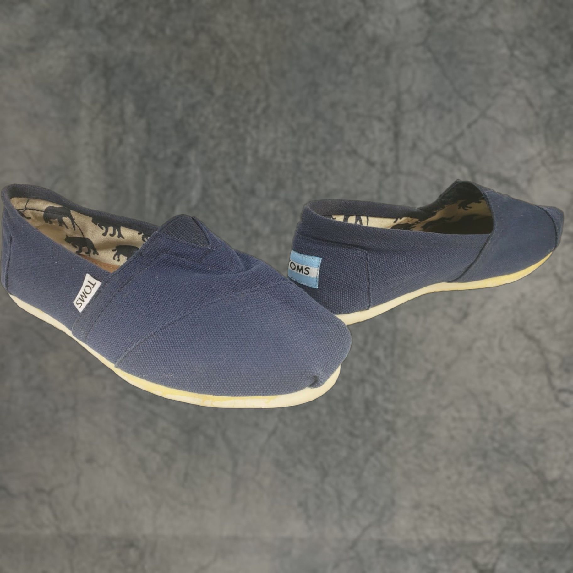 Vintage Tom's Women's Classics Navy Canvas Flats Size US 7.5 Venice Collection Flat Shoes Slips On Casual Size US 8 / IT 38 - 1 Thumbnail